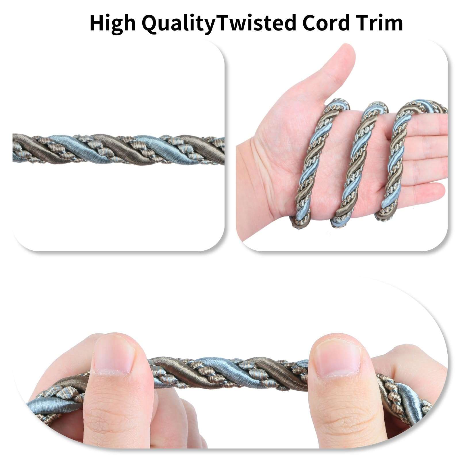 HedongHexi 10 Yard 3/8''(1cm) Twisted Trim Cord Rope,10mm Nylon Twisted Cord Thread String for Home Decor, Crafts Making and Costume Crafting (Mix Blue) 4