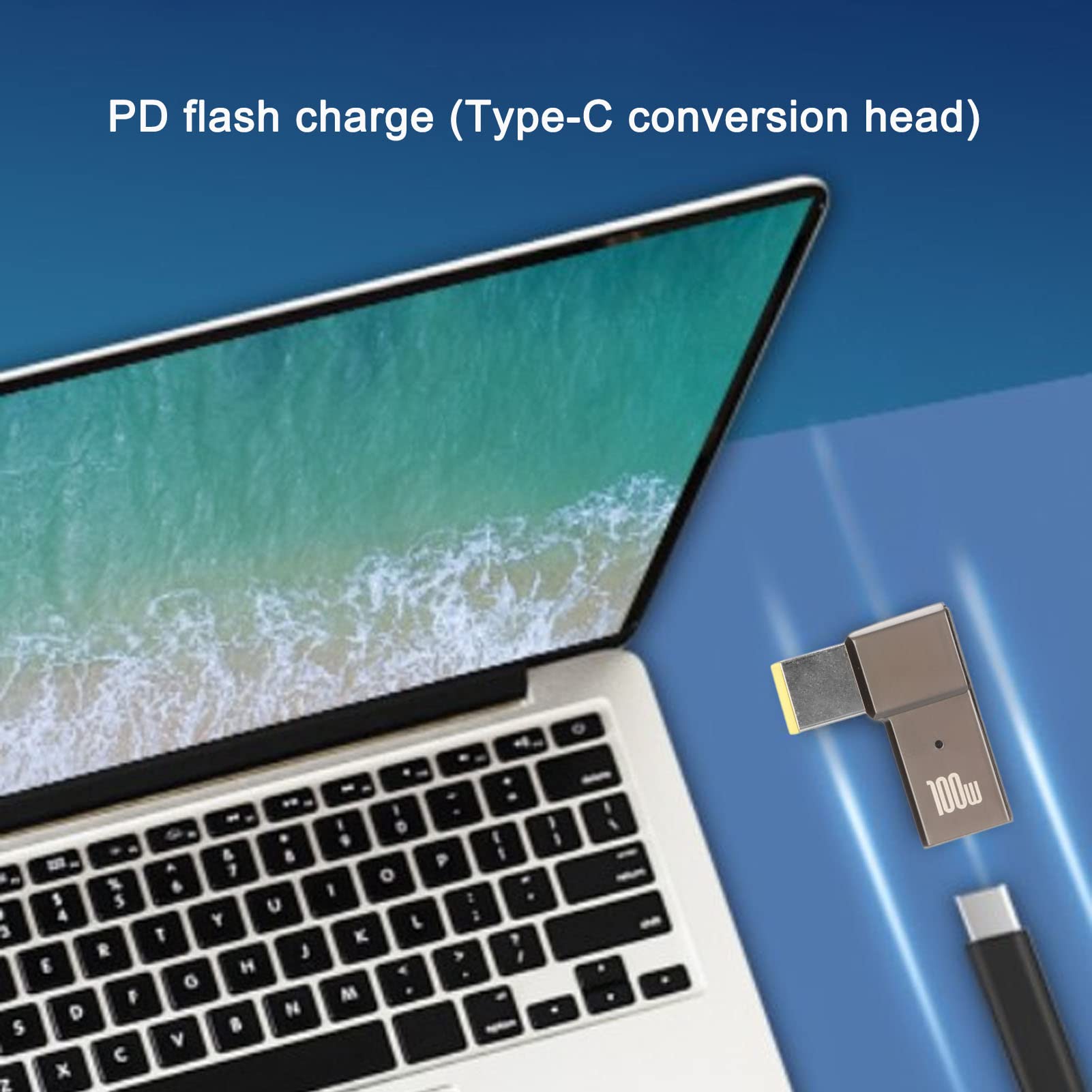 USB C to Slim Tip Adapter, 100W 5A Laptop Type C Female Input to Right Angle Slim Tip Rectangle Power PD Plug Converter for Yoga T Series T431s T440 T440p T440s, for 3