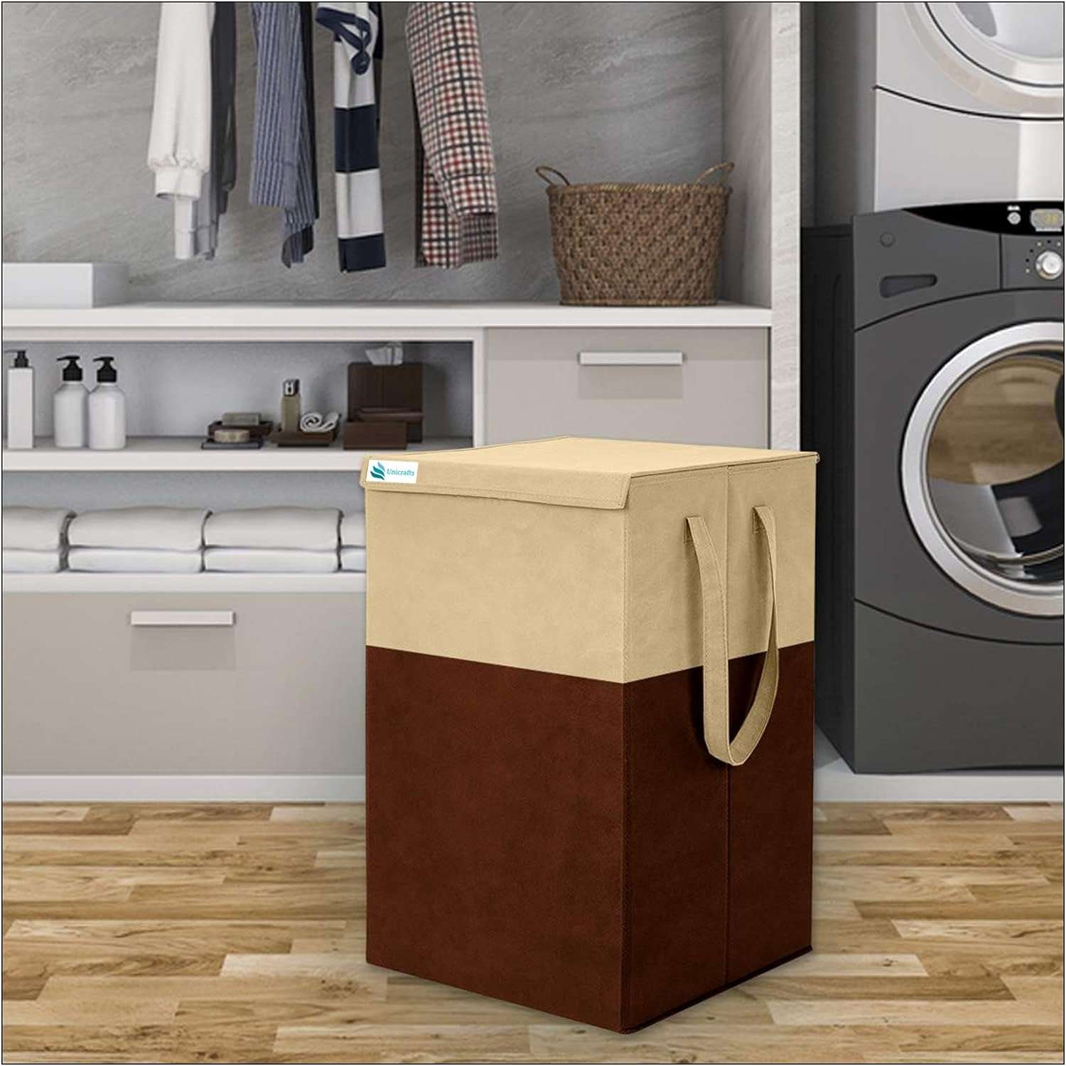 DESTINY ENT 75L Laundry Basket for Clothes Laundry Bag Cloth Basket Non Woven Laundry Bags for Clothes Freestanding Clothes Storage Organizer for Bedroom Basket for Clothes Cloth Bin (Brown) 3