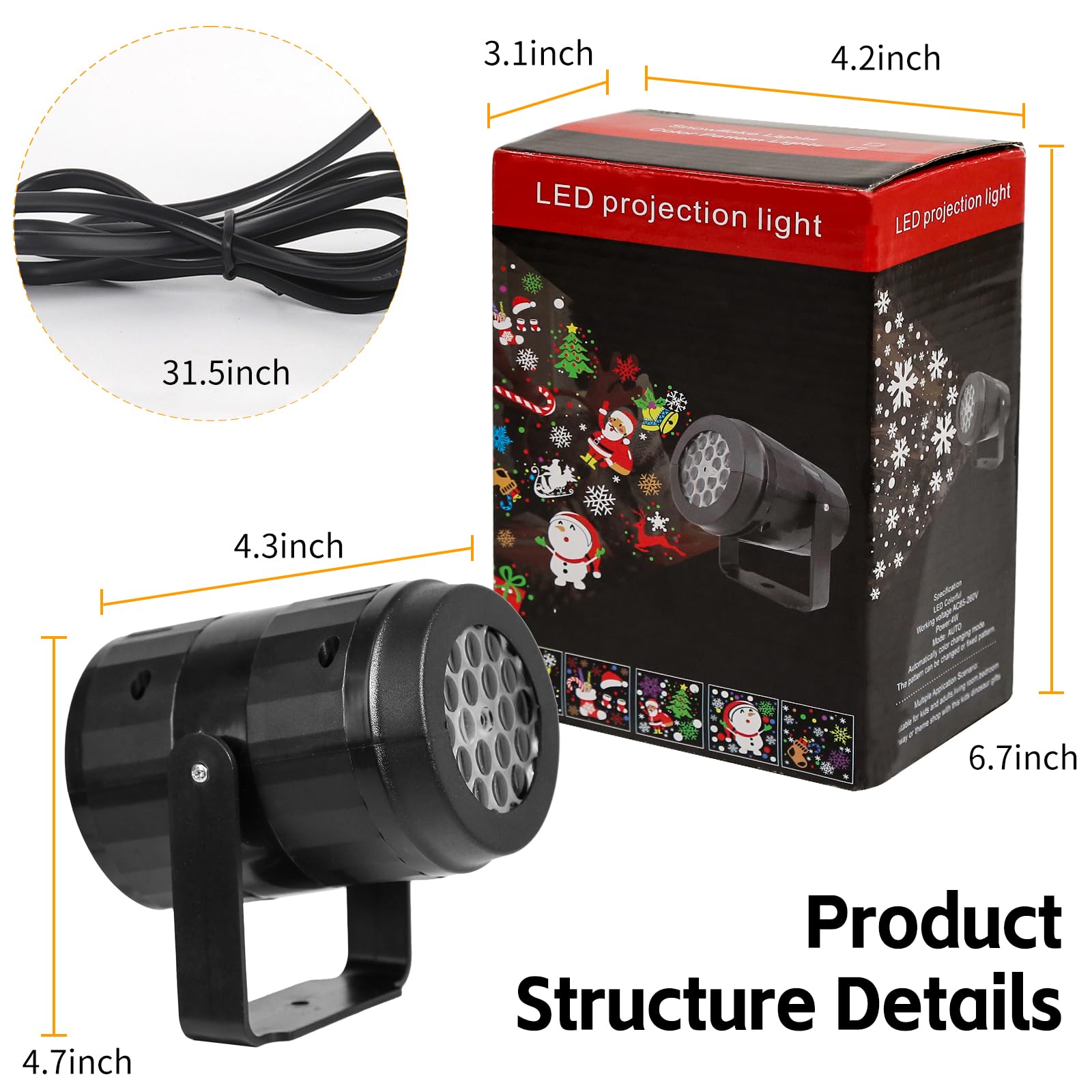YNYFUNY Christmas Projector Lights Outdoor/Indoor, Led Projector Decorative Lighting for Christmas DecorationsHoliday Projector for Xmas 6
