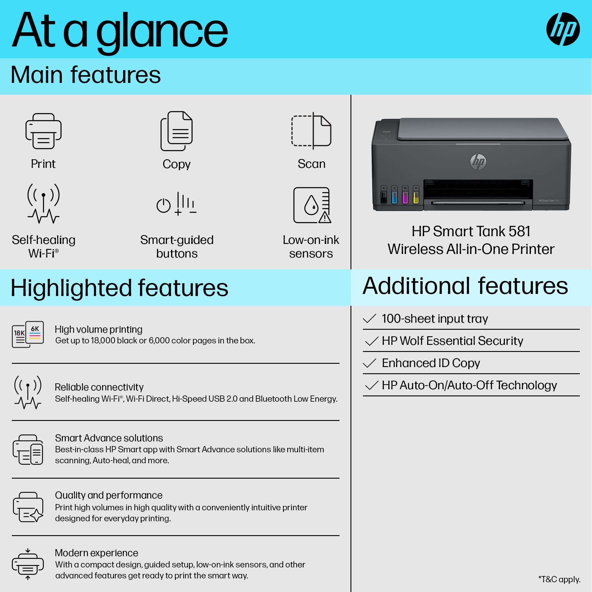 HP Smart Tank 581 All-in-one WiFi Colour Printer with 2 Extra Black Ink Bottles(Upto 18000 Black and 6000 Colour Prints)and 1 Year Extended Warranty with PHA Coverage.Print,Scan &Copy for Office/Home 5
