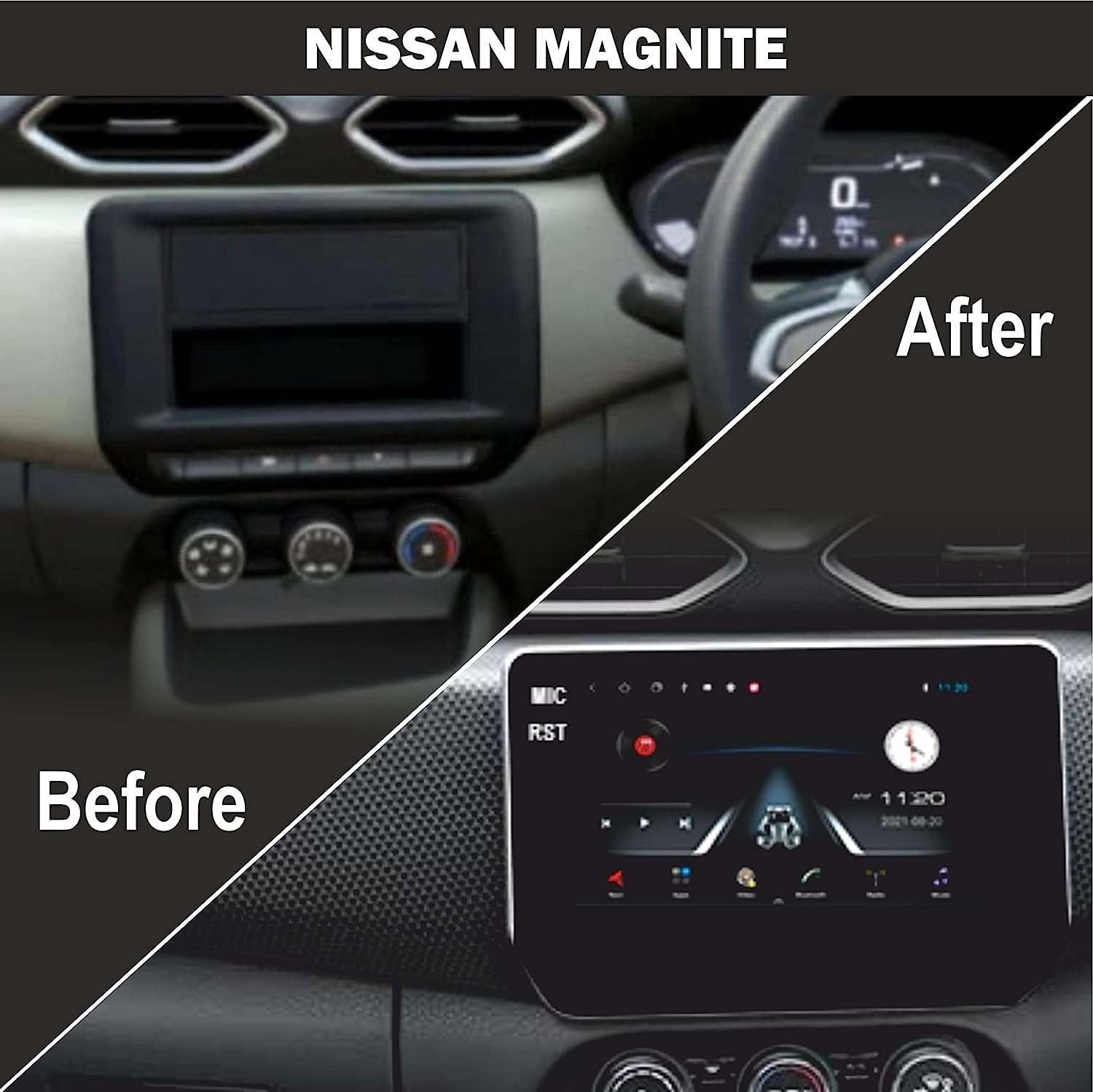 Modorwy 9 Inches Advanced Android System for Nissan Magnite with 2GB/32GB RAM & ROM, Gorilla Glass/Full HD Display/WiFi/GPS/Steering Wheel Connectivity and HD Parking Camera Frame with Socket 5