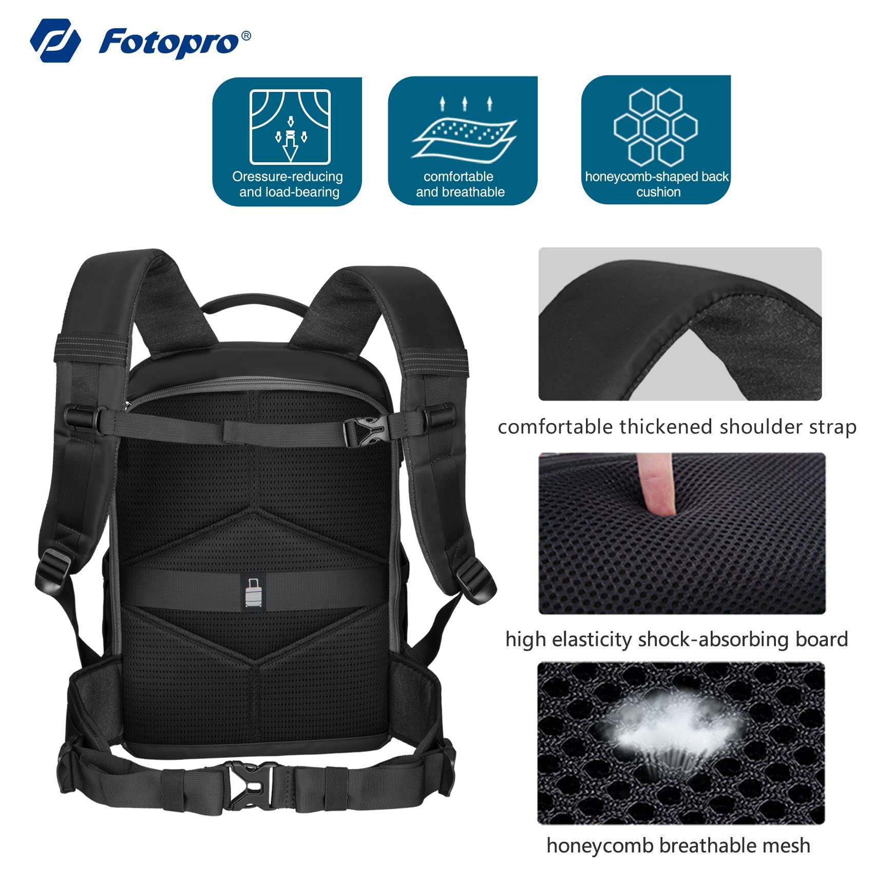 Fotopro Camera Backpack Bag for DSLR Waterproof Large Tactical Camera Backpapck Case with Ipad Compartment Compatible with Camera Drone 3