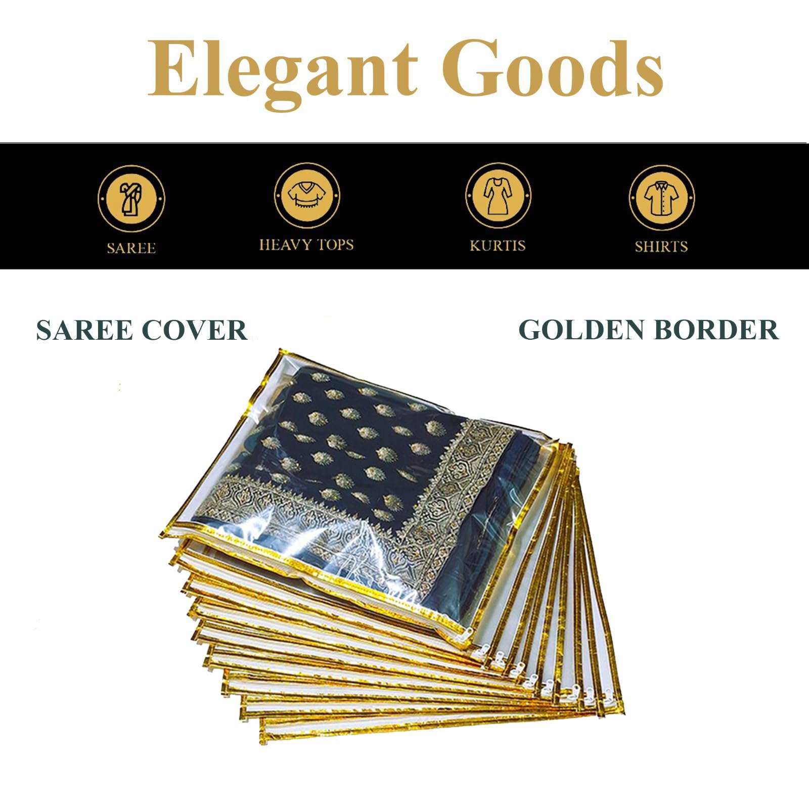 FLY LYF Plastic Single Saree Covers With Zip Transparent Suit Cover Packing Bags(Pack Of 24)(Pack Of 18)(Pack Of 12)(Pack Of 6)Saree Organizer For Wardrobe Travel Clothes Storage(24),43 Cm,37 cm 4