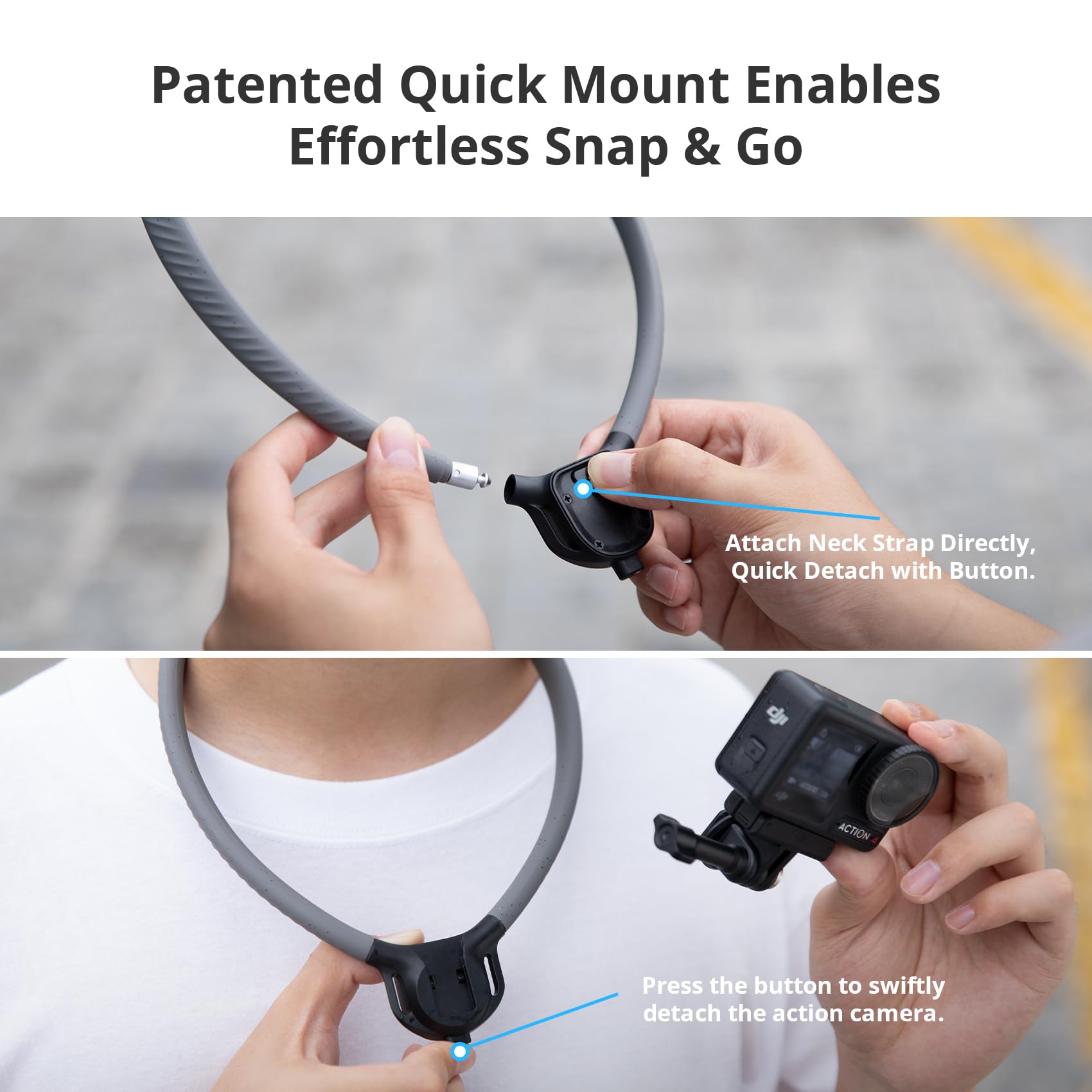 PGYTECH CapLock POV Neck Mount for DJI OSMO Action 5 Pro/4/3, for Gopro Hero 13/12/11/10, for OSMO Pocket, Hand Free Video Vlog Necklace Lanyard Body Chest Strap Attachment for Insta360 Action Camera 2