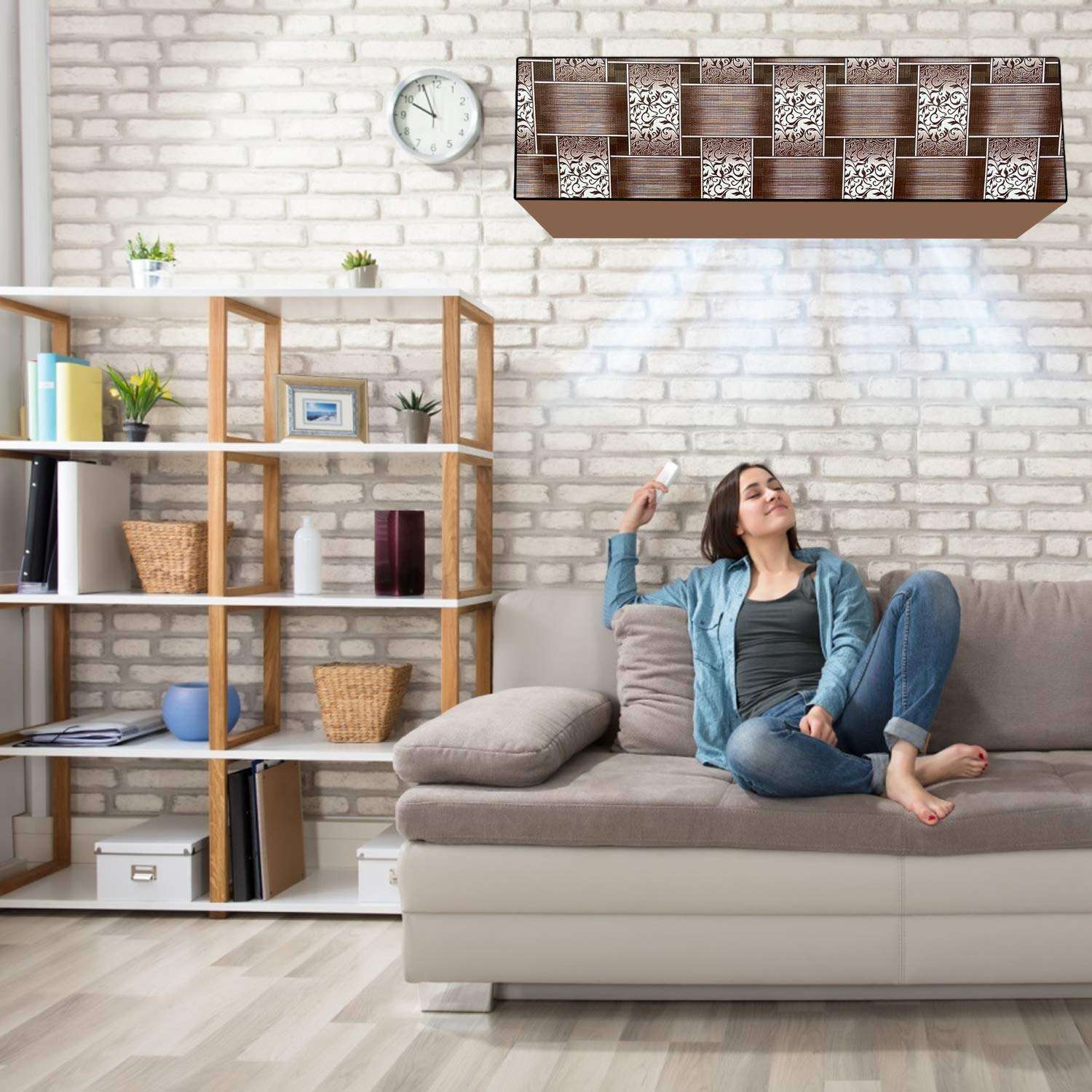 Jm Homefurnishings Polycarbonate Water & Dustproof Split Ac Cover for Voltas 1.5 Ton 4 Star Inverter, Copper, 184v Szs, Beige (Color03) 3