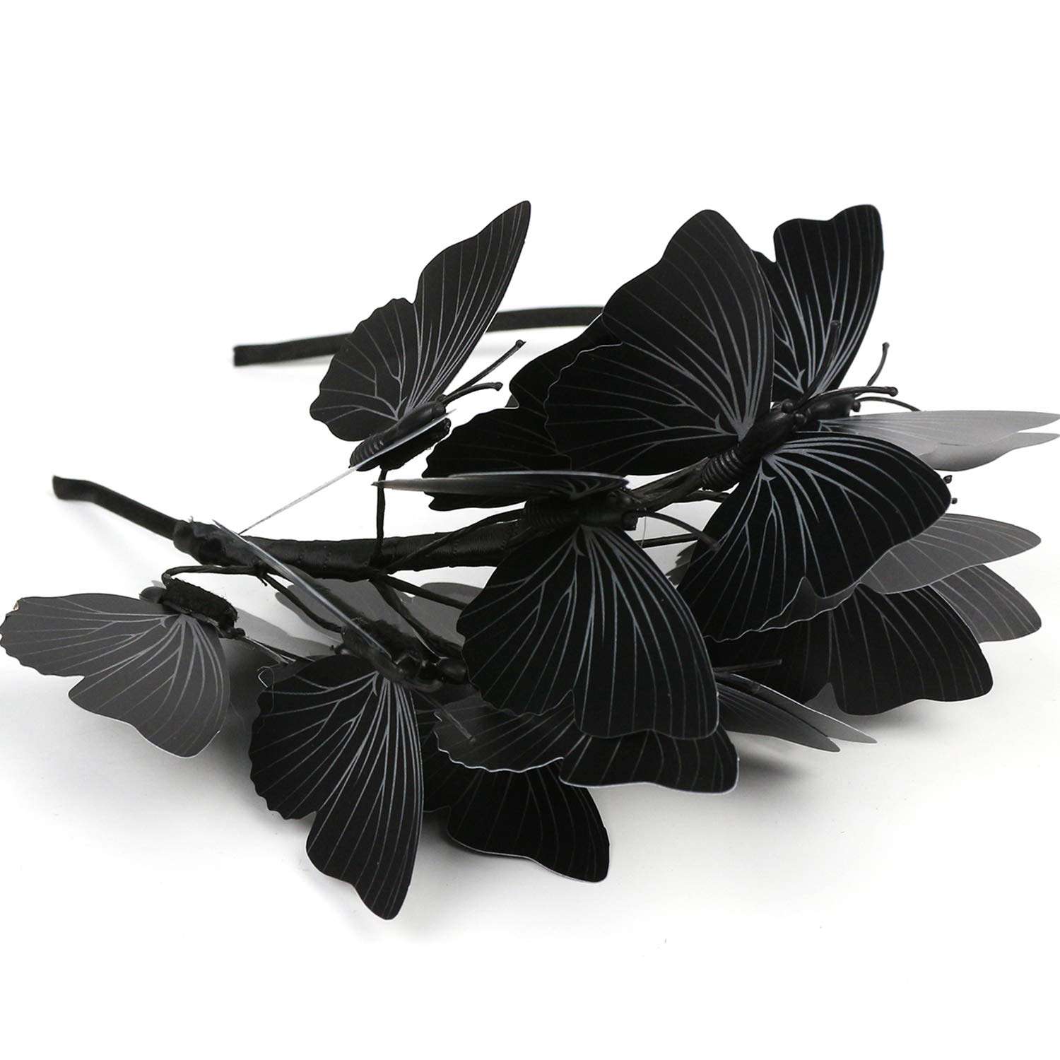 Coucoland Butterfly Fascinator Headband for Women Wedding Tea Party Hair Accessory (Black) 4