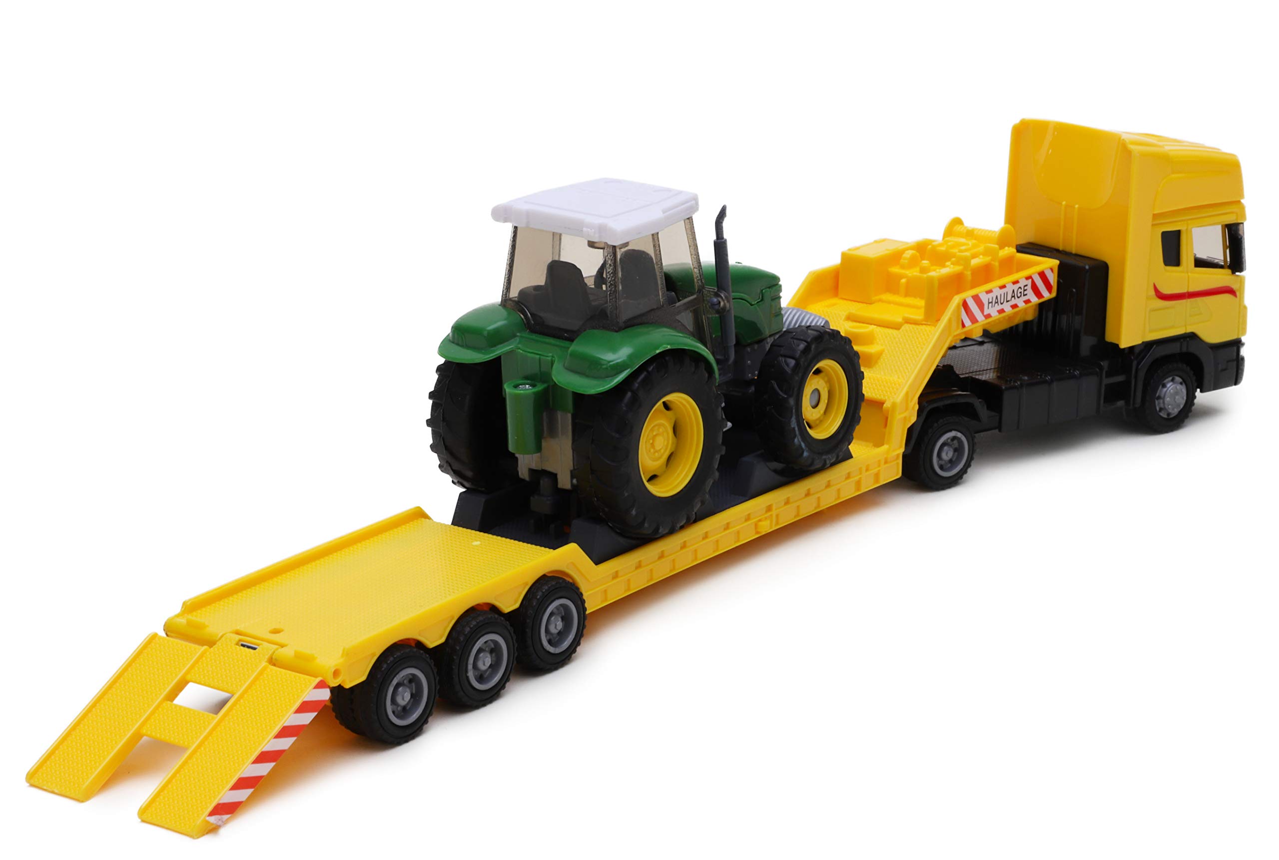 Banaghans Diecast Metal Tractor Transporter 1:48 Scale- Yellow Low Loader with Green Tractor (bt37) 3