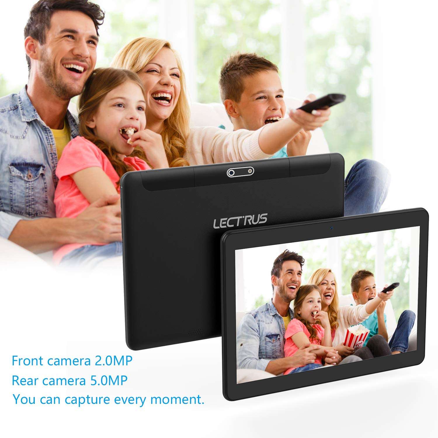 LECTRUS Tablet 10 inch Android Version, Quad-Core 1.3GHz, 5G WiFi Tablets PC with Dual Cameras, 800x1280 Touch Screen Full HD Display, 16GB, 6000mAh Battery, Bluetooth, FM, YouTube, Black 5