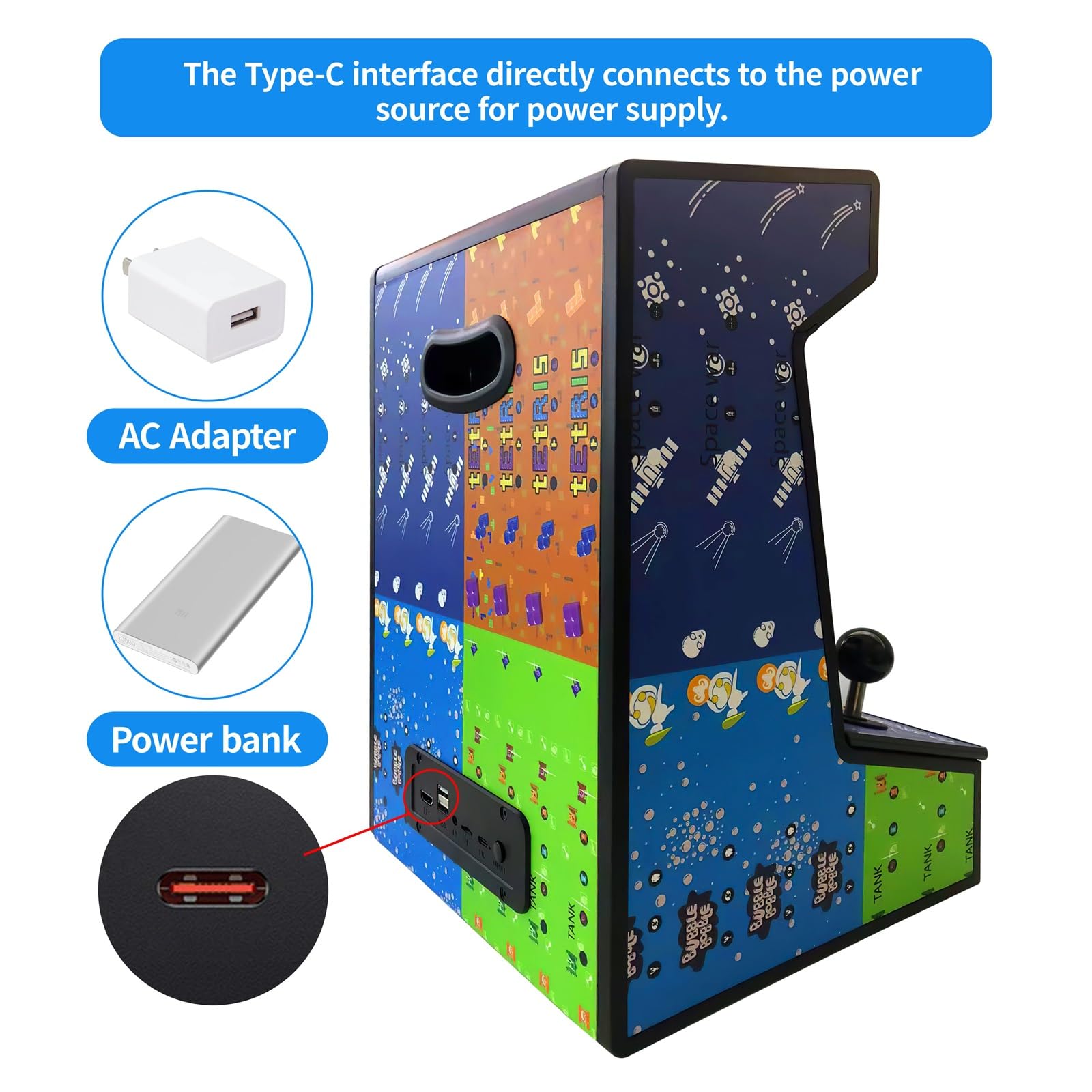 Handheld Arcade Game Console -10 Inch Mini Arcade Machine Cabinet - Classics Mini Player -Retro Games Included -Tabletop and Bartop Support for TV Output, Birthday Present Gift for Kids 6