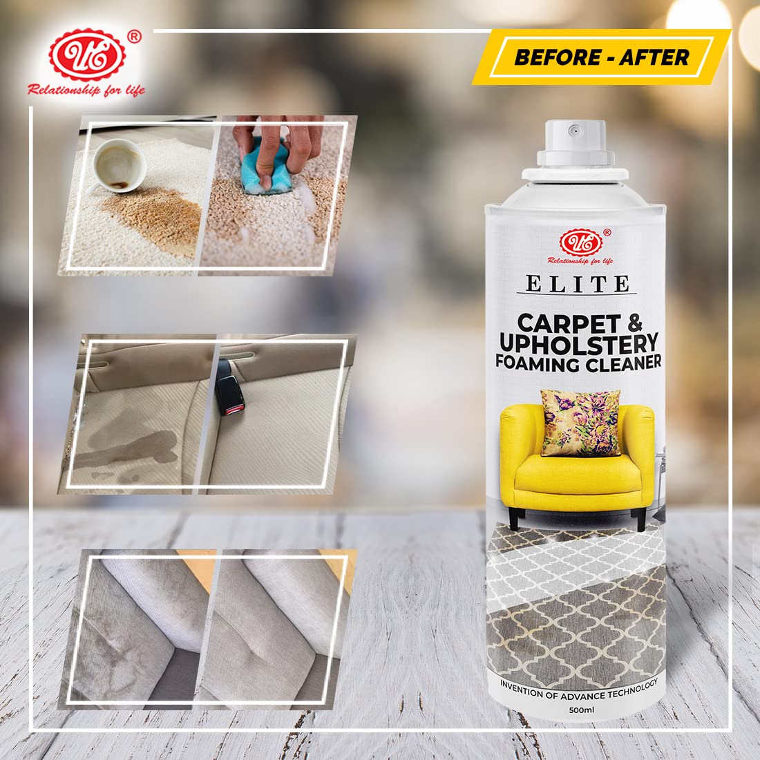 UE Autotech Elite Upholstery Cleaner - Sofa Fabric Couch Clean Liquid for Remove Dirt, Spots & Stains from Carpet Rug, Leather Sofa - Car Cleaning Advanced Formula - Multipurpose Spray, 500 ml 6