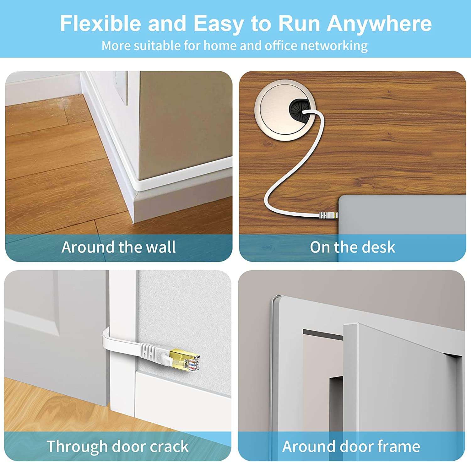 FEDUS 1M/3.2Ft Cat6 Flat Ethernet Cable, Multicolour Pack of 5, High-Speed 550MHZ/10 Gigabit Speed UTP LAN Cable, Network Internet Cable RJ45 Cable LAN Wire, Patch Computer Cord Gigabit Category 6 5