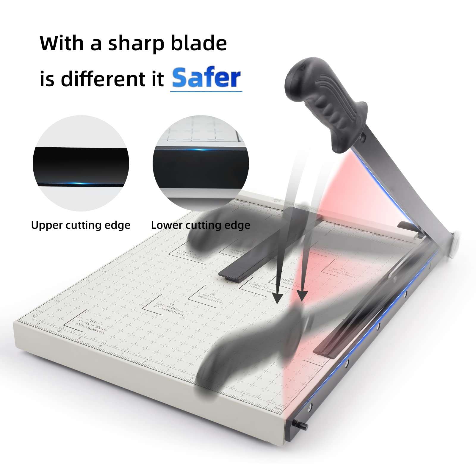 Paper Cutter B4 Stack Paper Trimmer Guillotine Heavy Duty Metal Base, 15" Cutting Length with Guard Rail Safety Blade Lock, 10-Sheet Capacity, Guillotine Paper Slicer Cutter for Office Home School 3