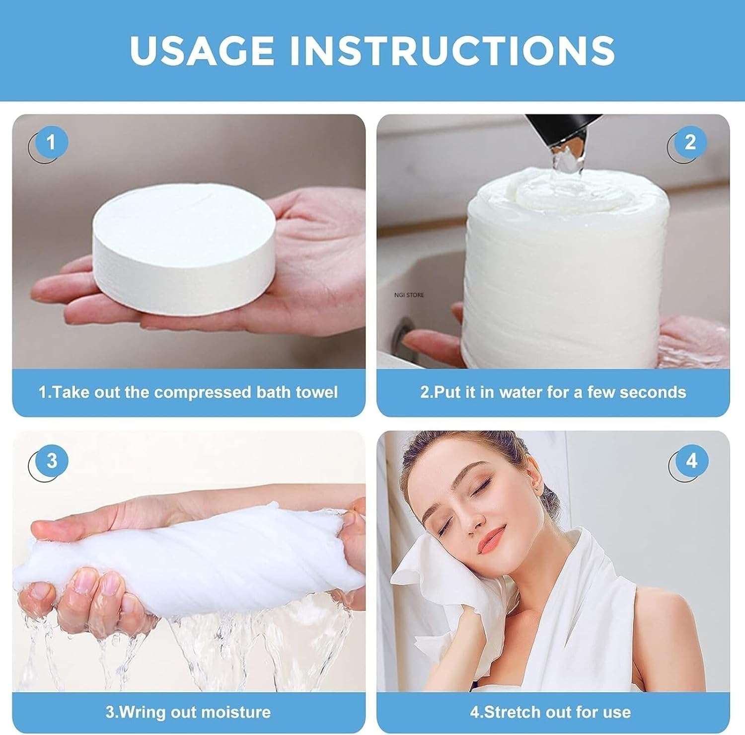 FACEFAB Big Magic Tablet Towel Tissues Paper.Big Disposable Pure Cotton Compressed Portable Travel Facial Towel Water Wet Wipe (2) 3