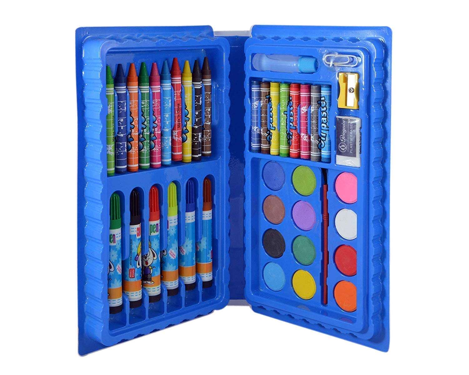 CHIVYA 42 Pcs Drawing Set for Kids | Art Set with Color Box | Pencil Colors Crayons Colors Water Color Sketch Pens Set for Kids,Blue 1
