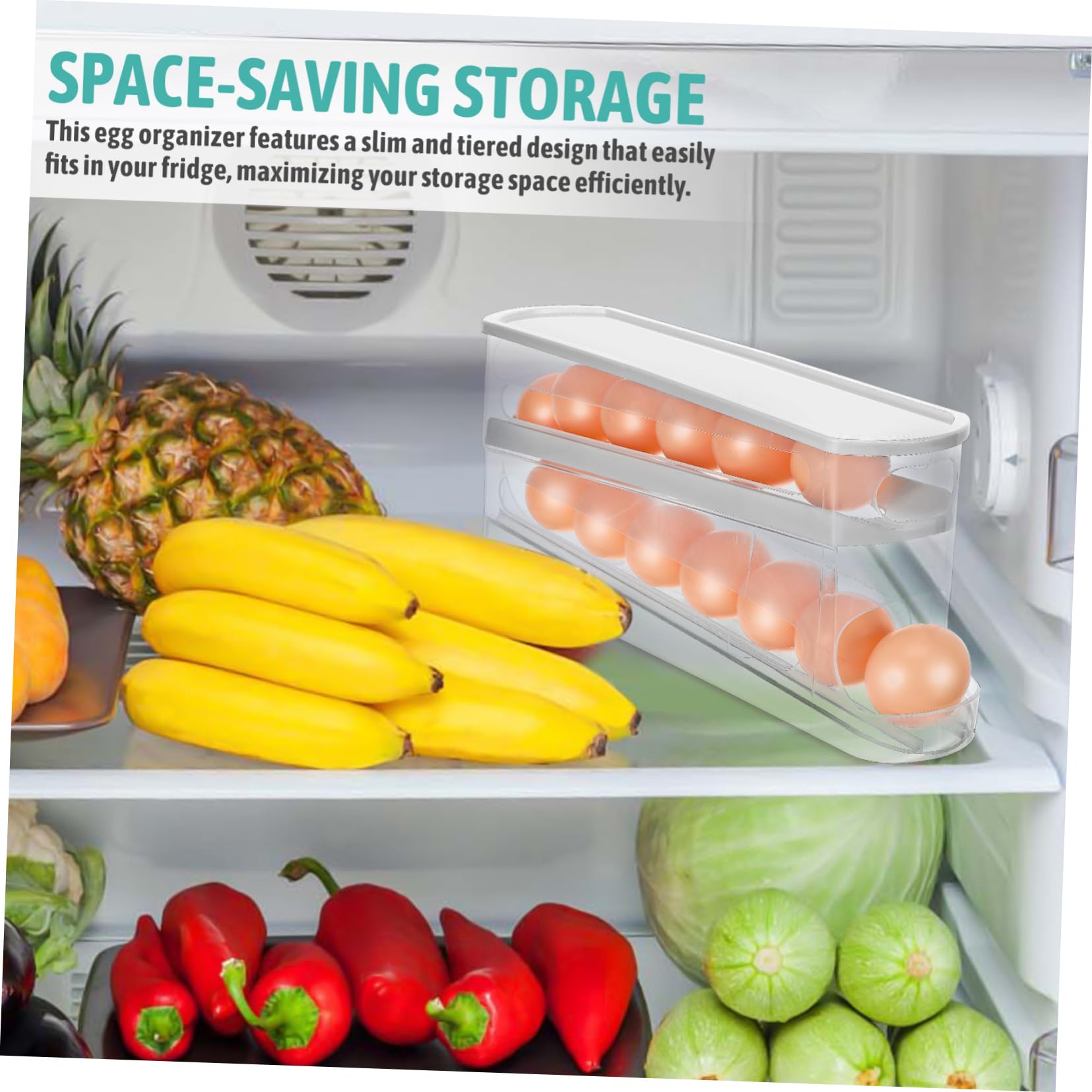AUTSUPPL Egg Rack Carrier Organizer Keeper Holders Chicken Space Stackable Fridge Refrigerator Tier Egg Storage for Kitchen Egg Holder Racks Labels Dispenser Large Save Shape White Pp 4