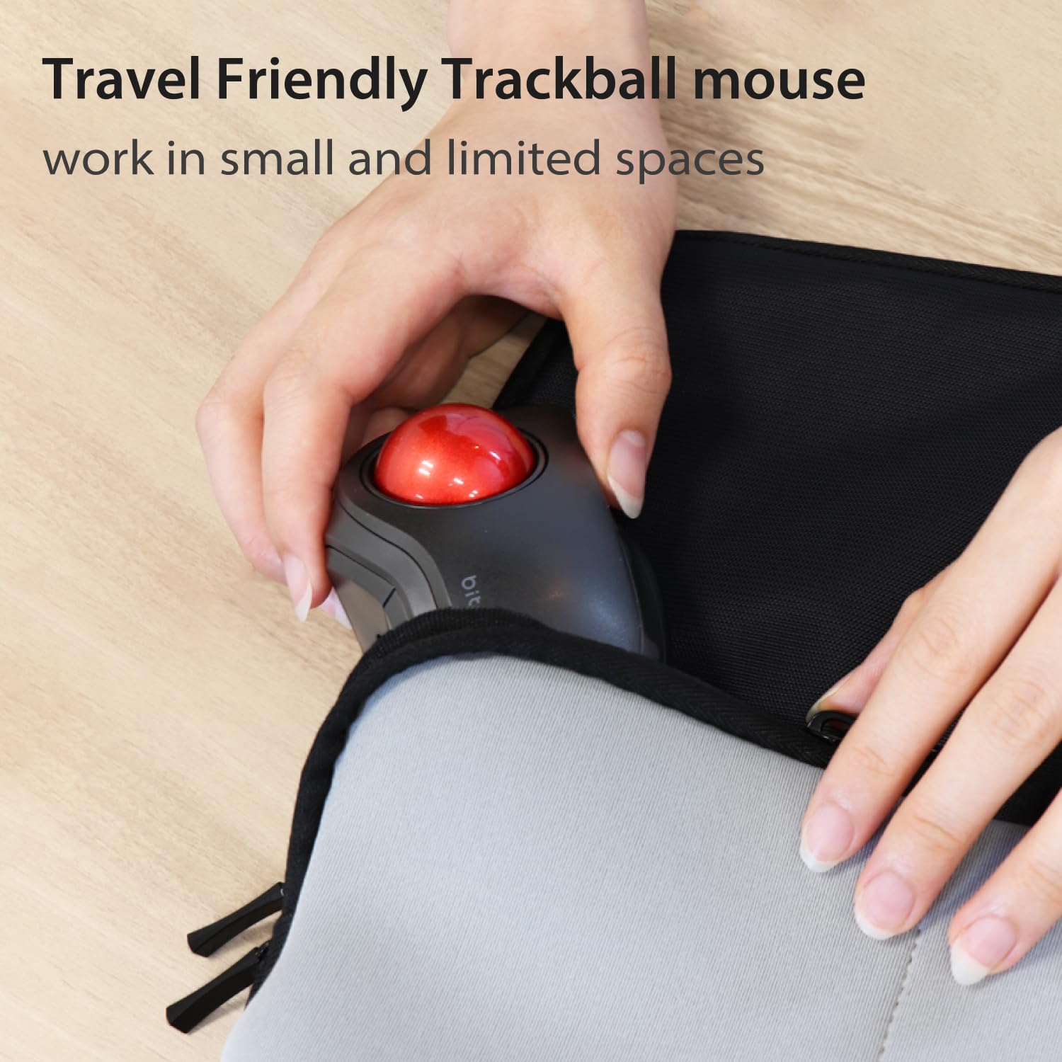 ELECOM Bitra Small Travel Trackball Mouse with Case, 2.4Ghz USB Wireless, Index Finger Control, Silent Mouse, Ergonomic Design, 5 Programmable Buttons 2