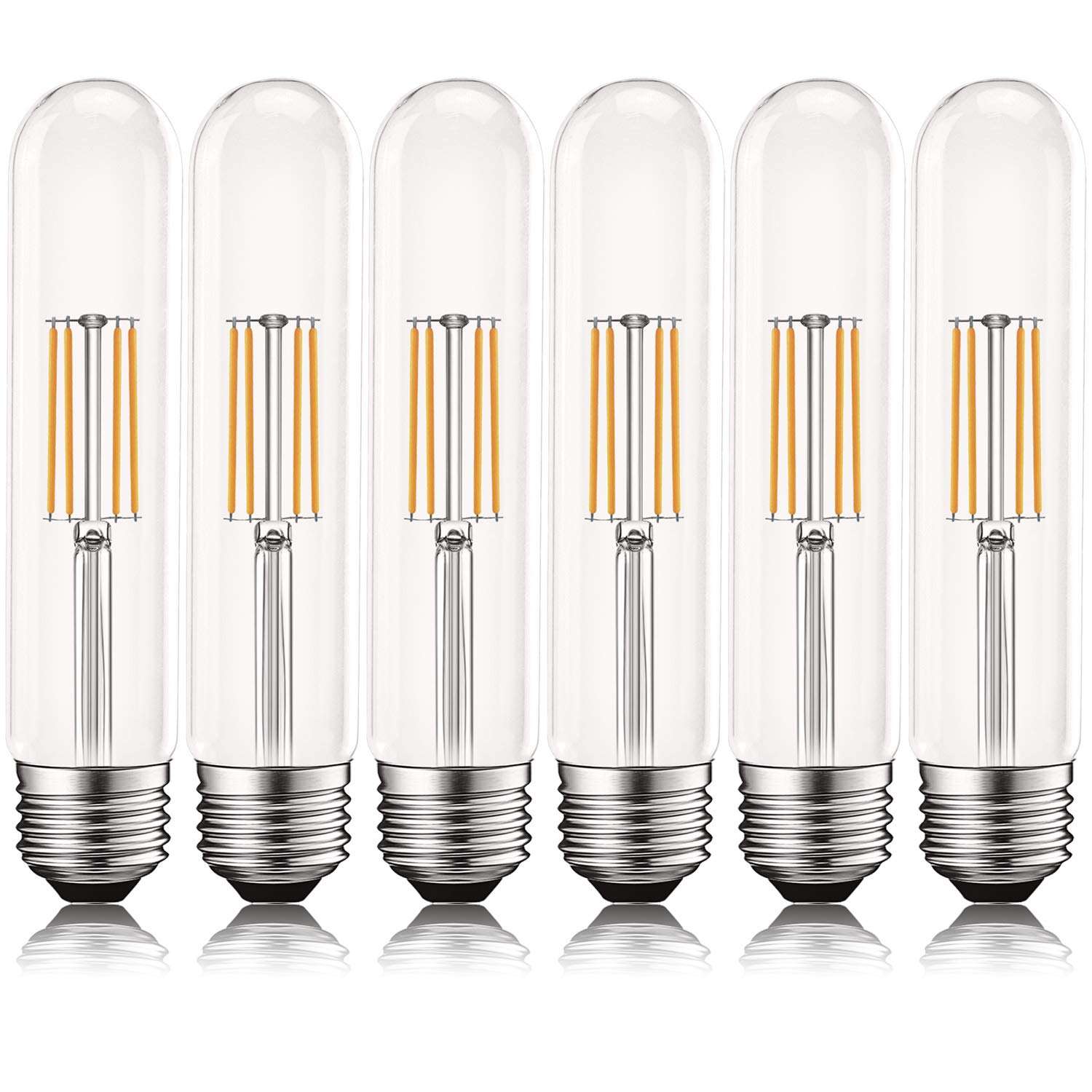 LUXRITE Vintage T9 LED Tube Light Bulbs 60W Equivalent, 2700K Warm White, 550 Lumens, Dimmable Edison Tubular Light Bulbs 5W, Clear Glass, LED Filament Bulb, UL Listed, E26 Standard Base (6 Pack) 1