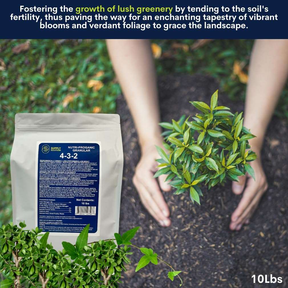 Supply Solutions 4-3-2 Nutri-Proganic Granular Premium Fertilizer - Feed Your Garden with Balanced Nutrients for Thriving Plants - Ideal for a Variety of Food Crops, Like Vegetables and Fruits|10lbs 4