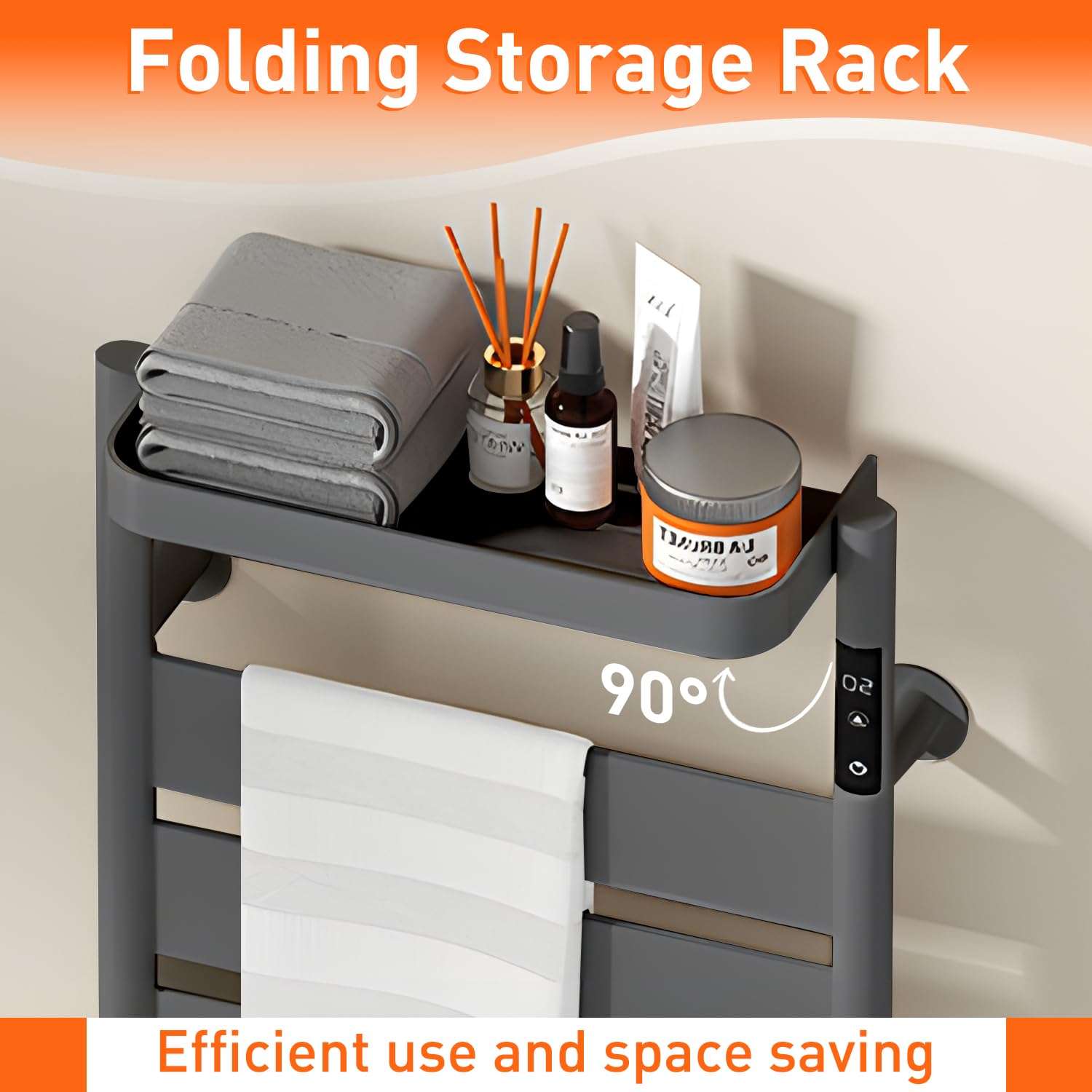 Towel Warmer Rack, Bar Heated Towel Rack Wall Mounted with Auto Shut-Off Timer, Large Area Heating Panels, Waterproof Wall-Mounted Towels Heater for Bathroom & Kitchen (Small) 5