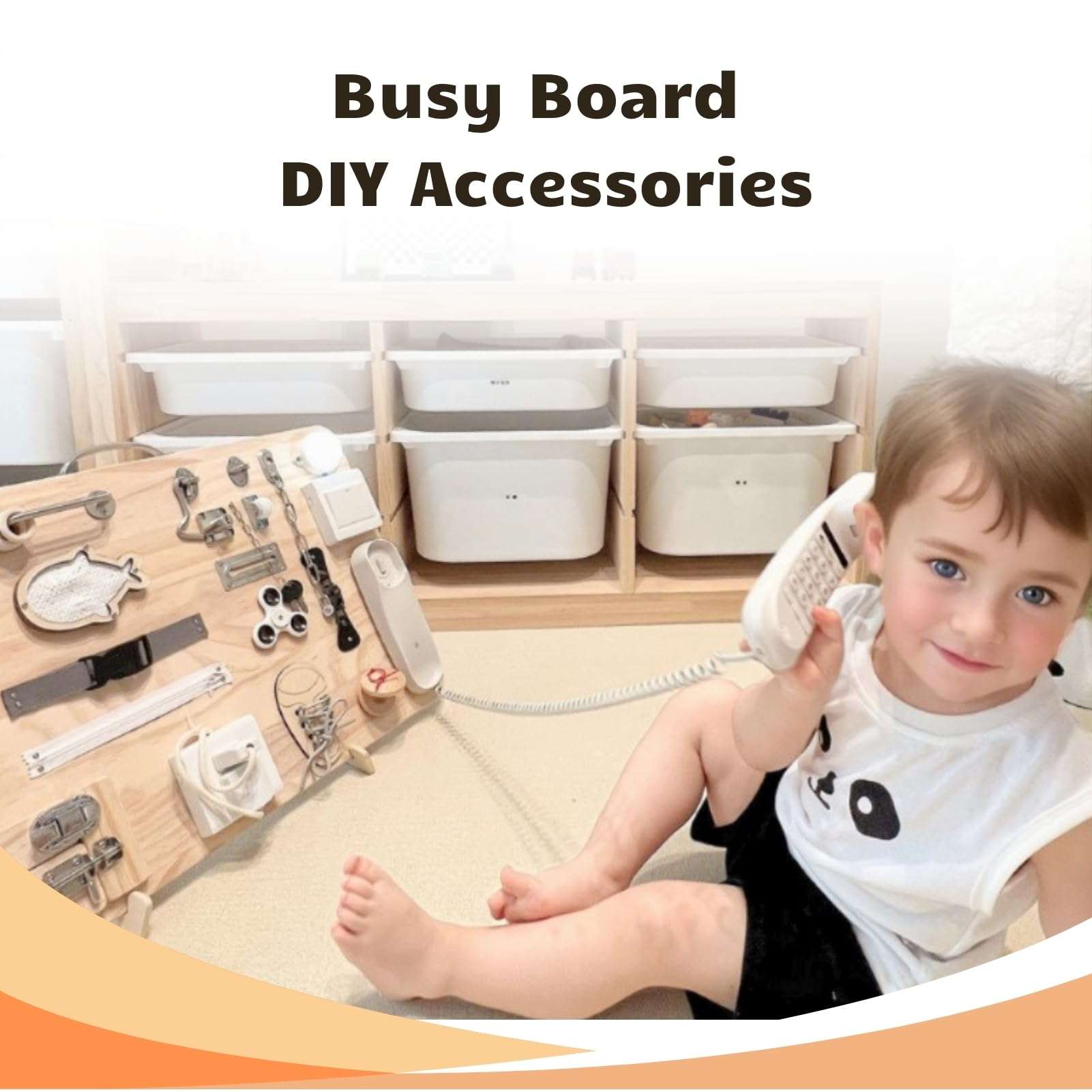 Montessori Wooden Busy Board DIY Accessories Parts Set-DIY Materials for Parents-Sensory Board Items-Activity Parts-Preschool Educational Toy-Sensory Wall Material Kit-Wooden Door 4