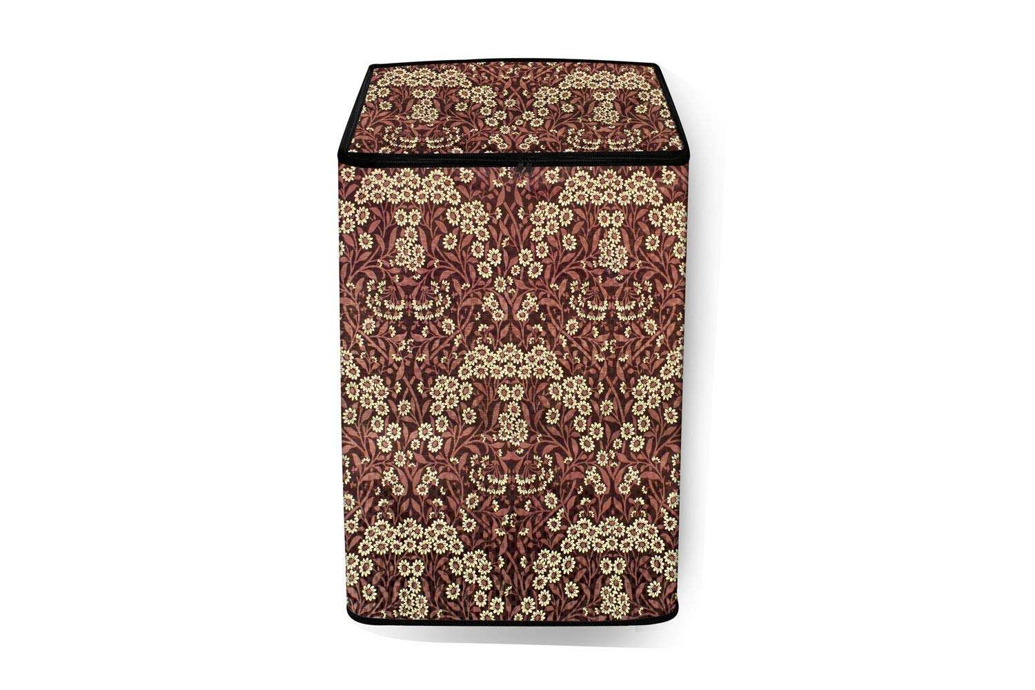 Stylista Top Load Fully Automatic Washing Machine Cover Suitable for Whirlpool 6 kg, 6.2 kg, 6.5 kg & 7 kg Floral Pattern Beige 3