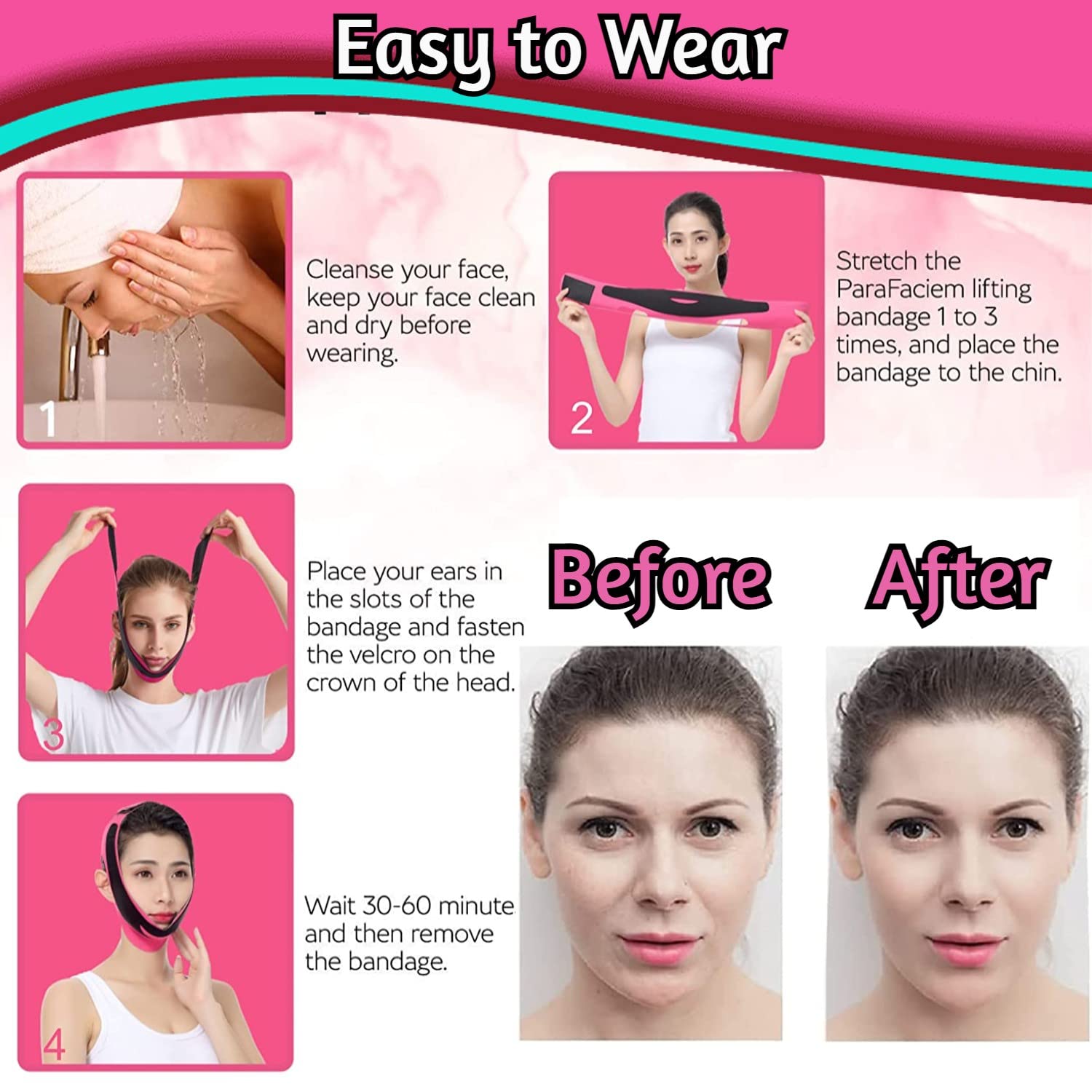 Litenyx face slimming mask for double chin reducer, v shaped cheek slim Face lifting belt Ultra-thin Strap skin care , Anti Wrinkle Mask for Women 6