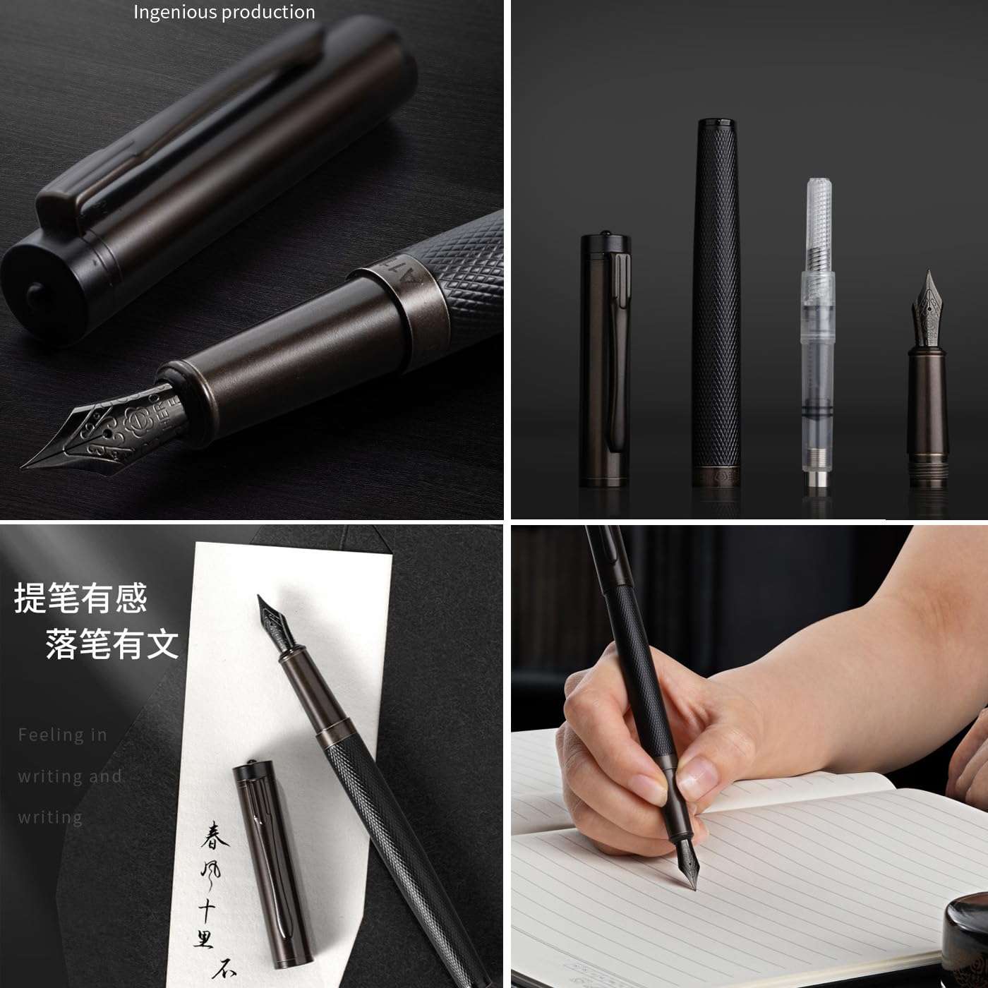 SIPLIV Luxury Calligraphy Pen with Ink Converter, Smooth Writing Calligraphy Pen for Journaling School Office - Black 6
