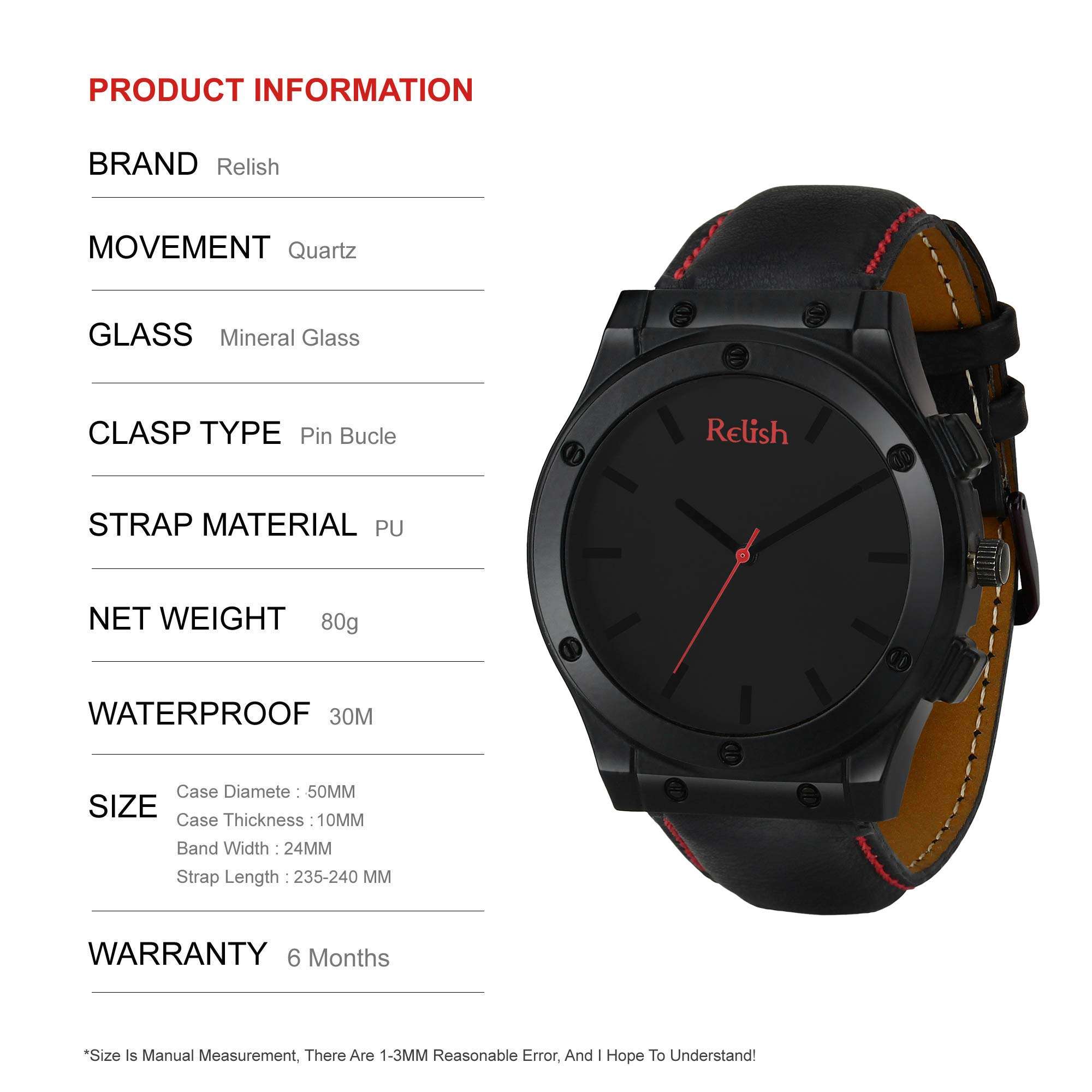 Relish Analogue Men's & Boys' Watch (Black Dial Black Colored Strap) 3