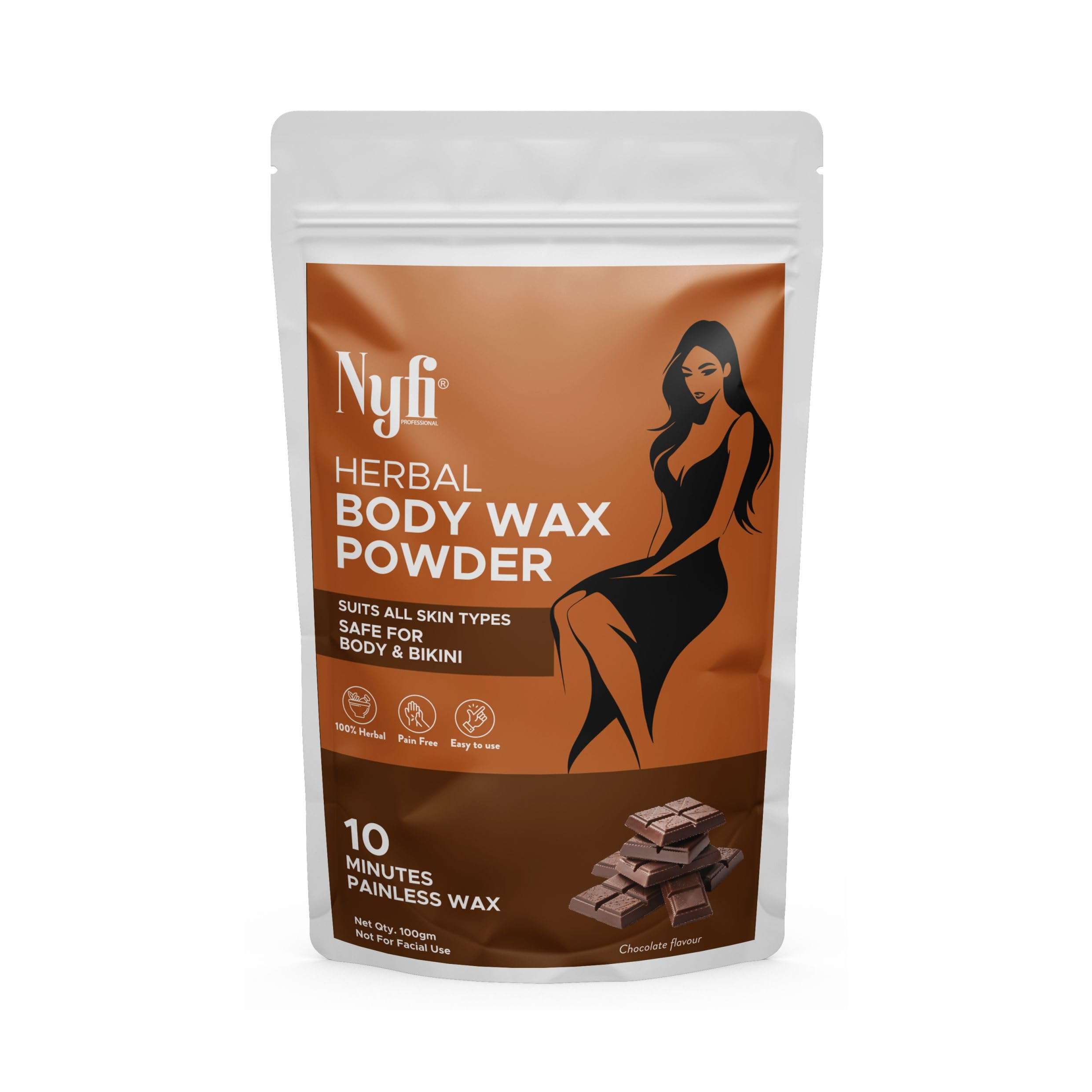 Nyfi Professional Herbal Body Wax Powder Chocolate Flavour | Pain Free Hair Removal Wax Powder for Women & Men | Safe for Body & Bikini | 10 Minutes Painless Wax (pack of 2) 3