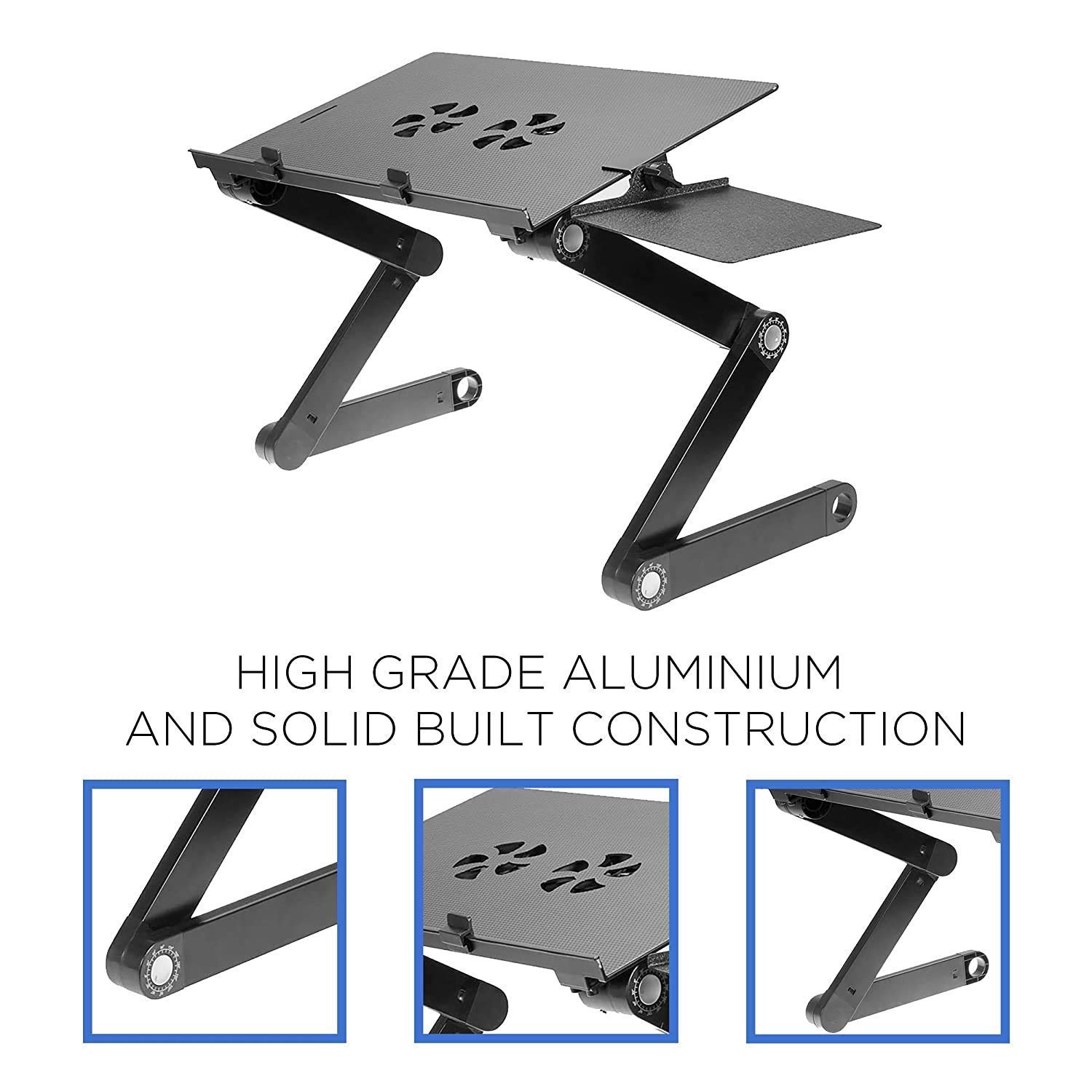 Leptop Table - Freeboot T8 Table for Laptop Stand for Sofa and Bed, Desk Portable Adjustable Laptop Table Stand Up/Sitting with Mouse Pad with USB Fan (Stainless Steel) 5