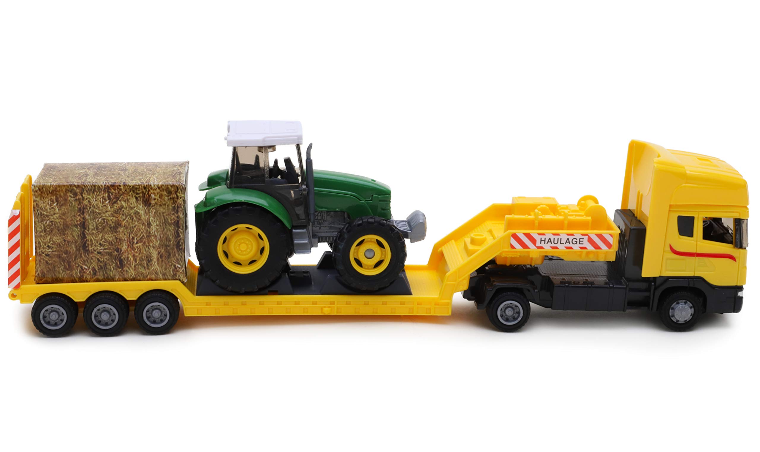 Banaghans Diecast Metal Tractor Transporter 1:48 Scale- Yellow Low Loader with Green Tractor (bt37) 5