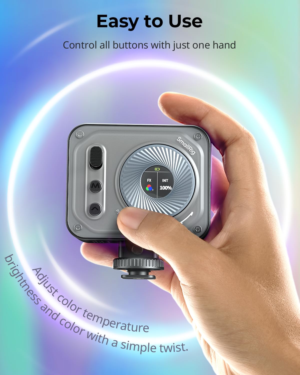 SMALLRIG Vibe P108 Pro RGB Video Light and HawkLock H18 Quick Release Support with Cold Shoe 3