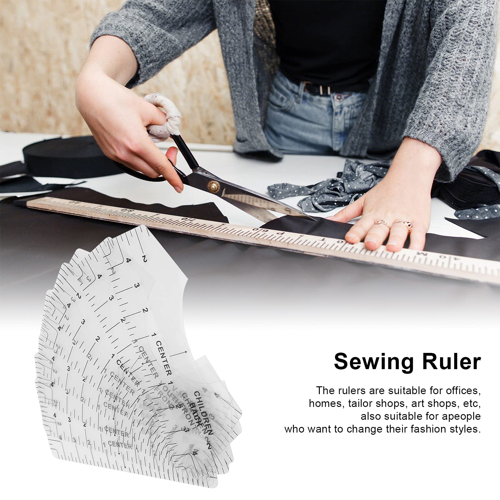 Round Neck T Ruler Alignment Front and Back Measurement Sewing Tool8Pcs Tshirt Rulers for Children Youth Adult(Transparent) Other Sewing Embroidery Supplies 3