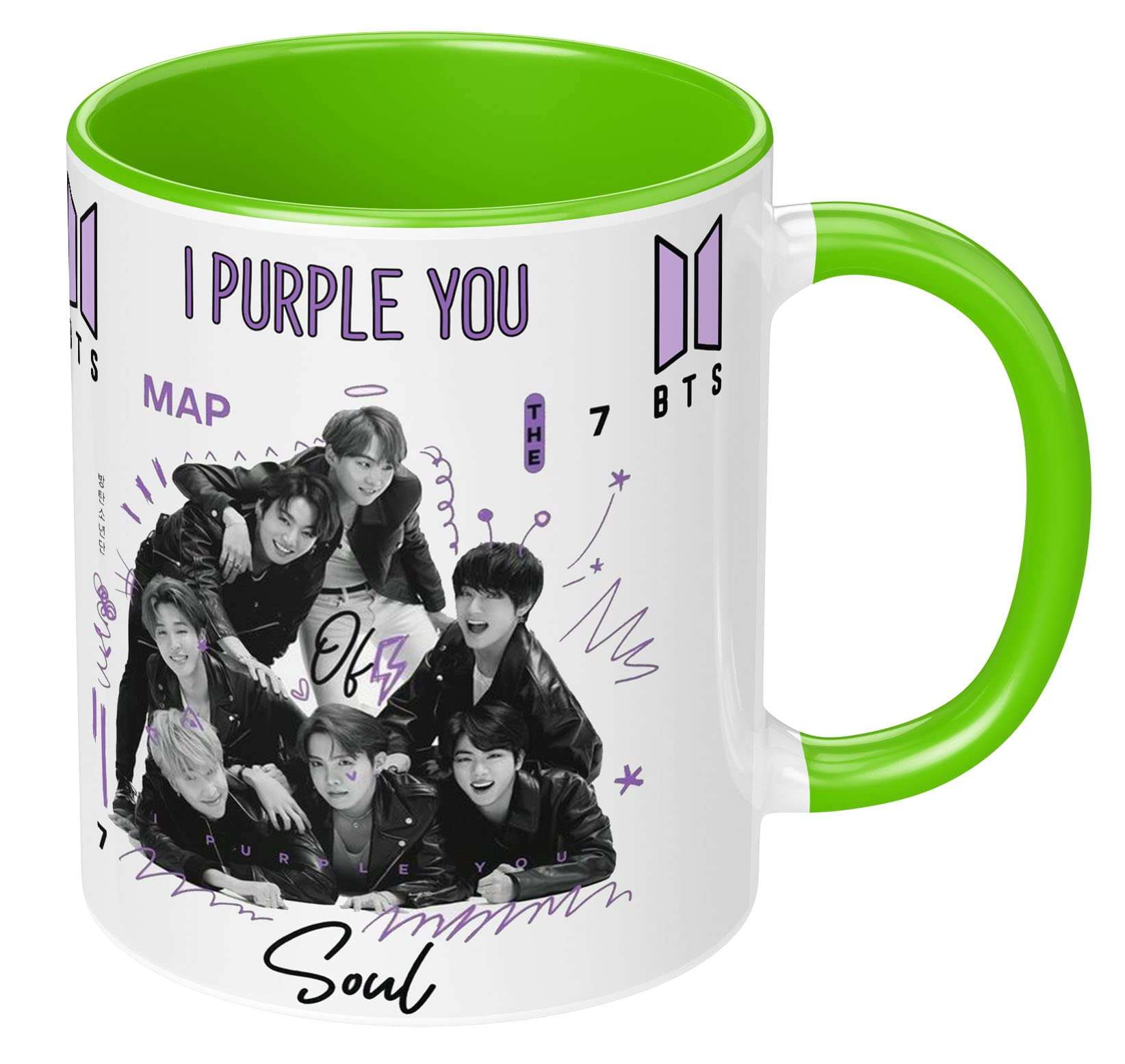 NH10 DESIGNS BTS Printed Mug with Keychain for Girls Boys Birthday Gift for Friends BTS Music Band V Suga J-Hope Jungkook Jin Jimin Rm, BTS Mug (Coffee Mug-350ml) -B61LGMK 3 3