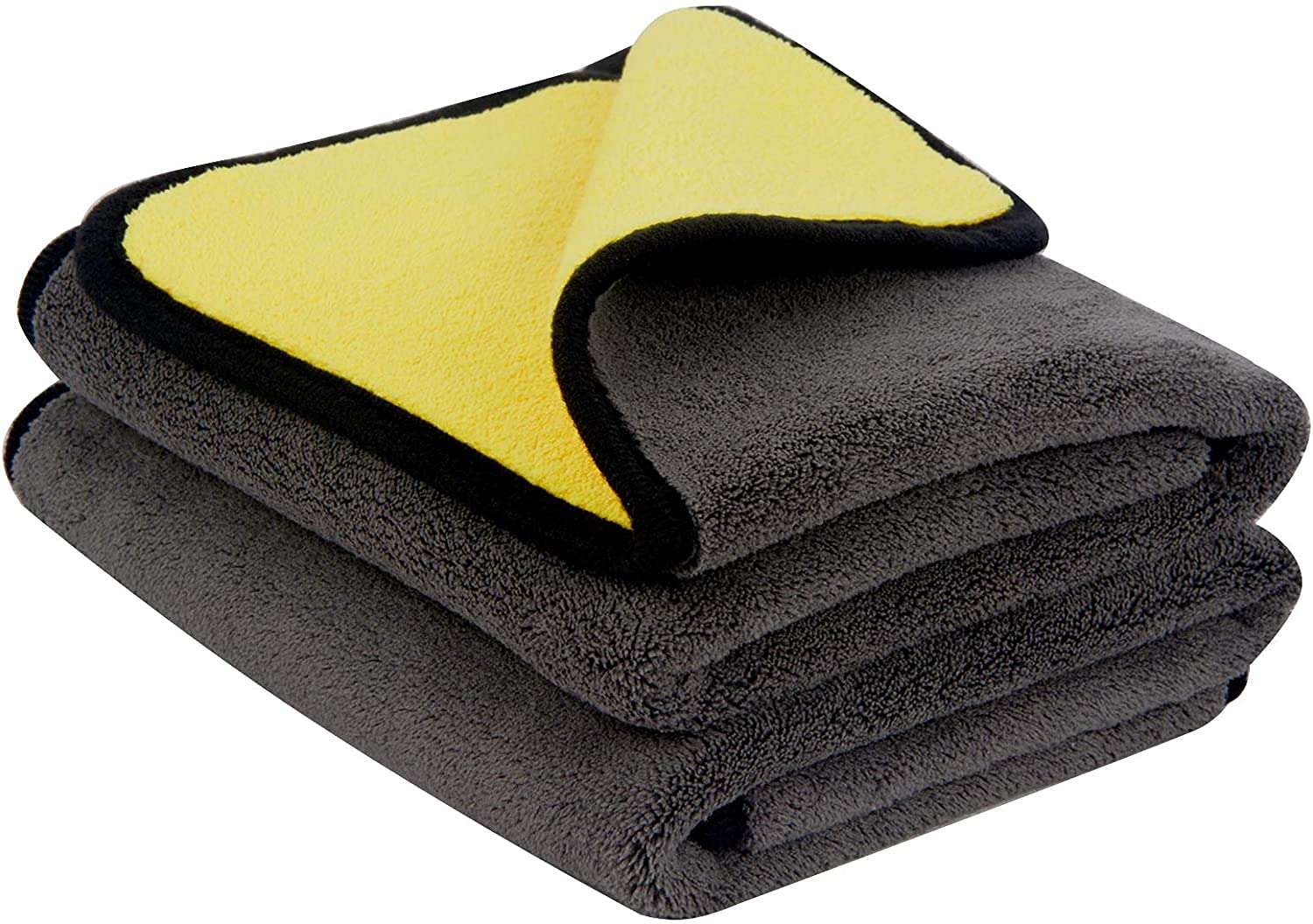 Auto Hub Heavy Microfiber Cloth for Car Cleaning and Detailing, Double Sided, Extra Thick Plush Microfiber Towel Lint-Free, 800 GSM (Size 40cm x 40cm)/Pack of 3, Color: Yellow 3