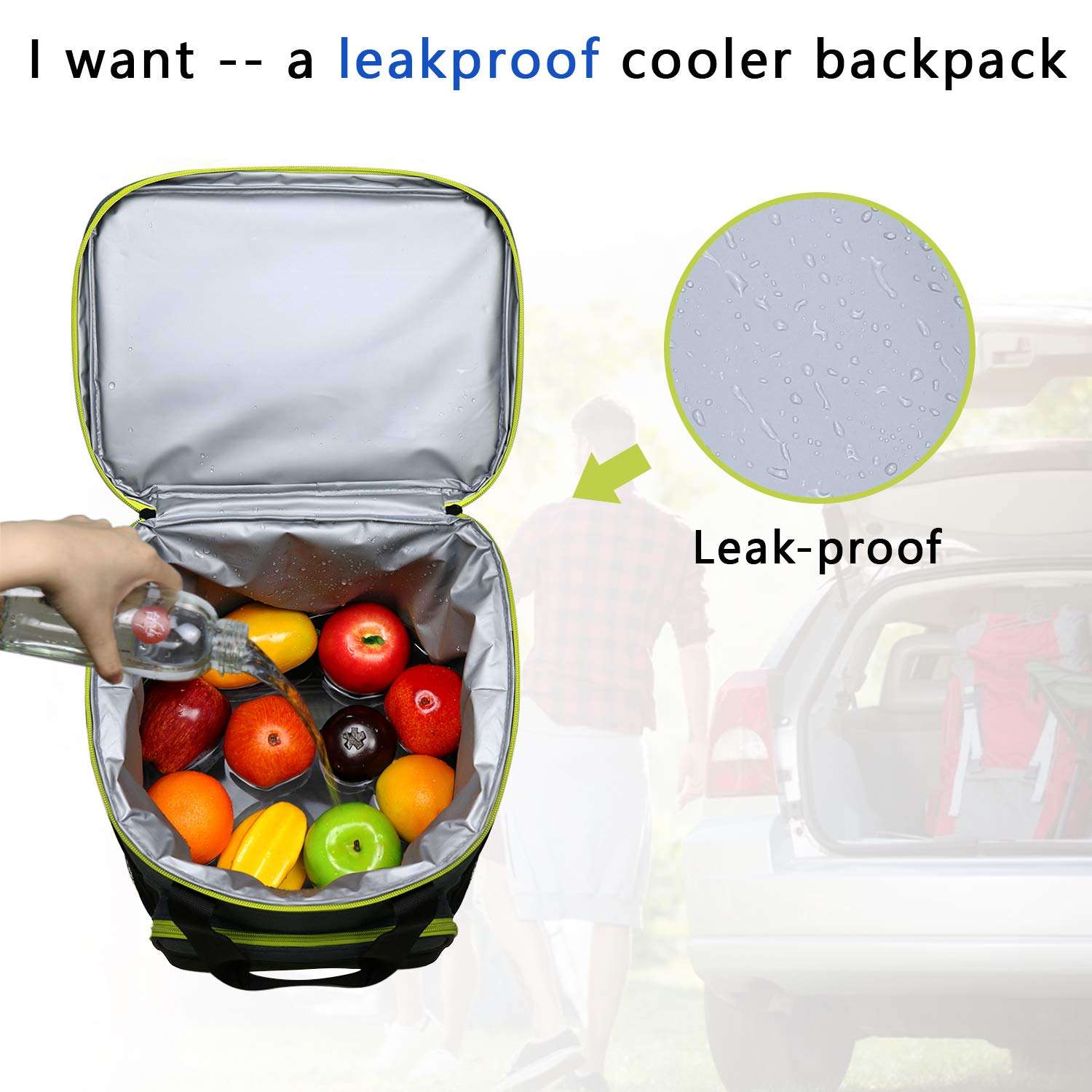Hap Tim Backpack Cooler Insulated Leak-Proof Cooler Backpack Large Capacity 30 Cans Soft Cooler Bag for Men Women to Picnics, Hiking, Camping, Beach, Lunch, Park or Day Trips(13760BK-G) 4