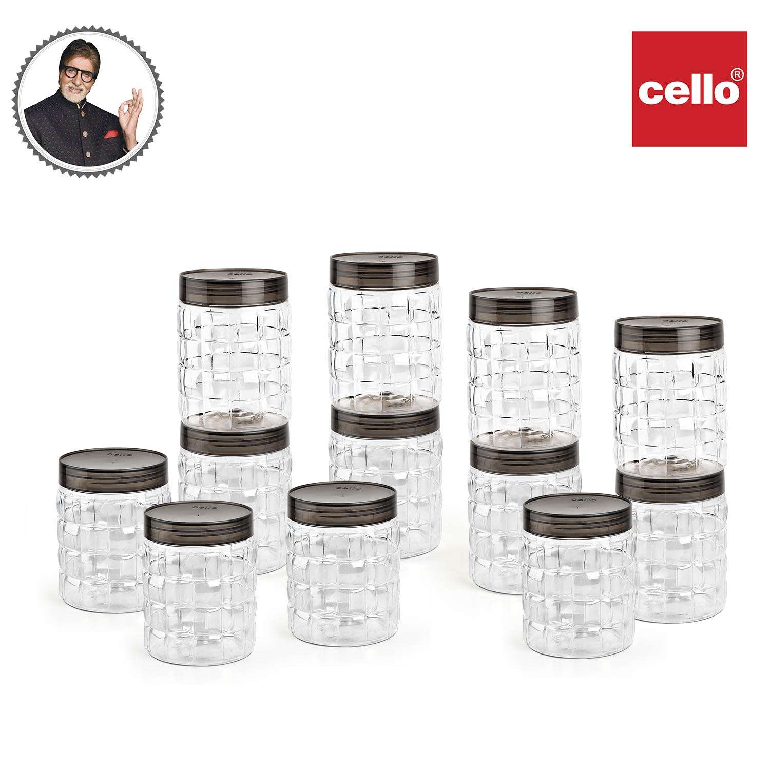 Cello Checkers Plastic Airtight Container Set (12-Piece, 1200 ml, Transparent) 3