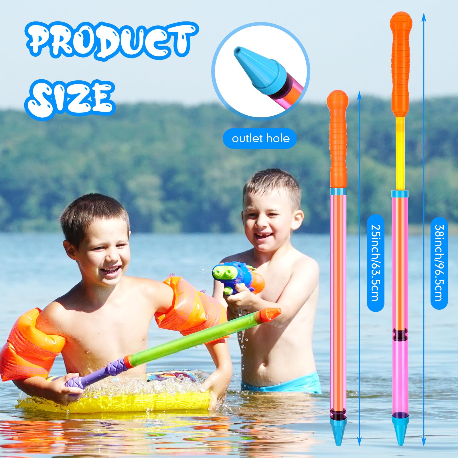 Wettarn 36 Pcs Crayon Water Guns Bulk 25" Long Range Water Tube Squirters Big Water Shooters Water Suction Gun Beach and Pool Toys for Summer Pool Party Games Girls Adults Boys 4