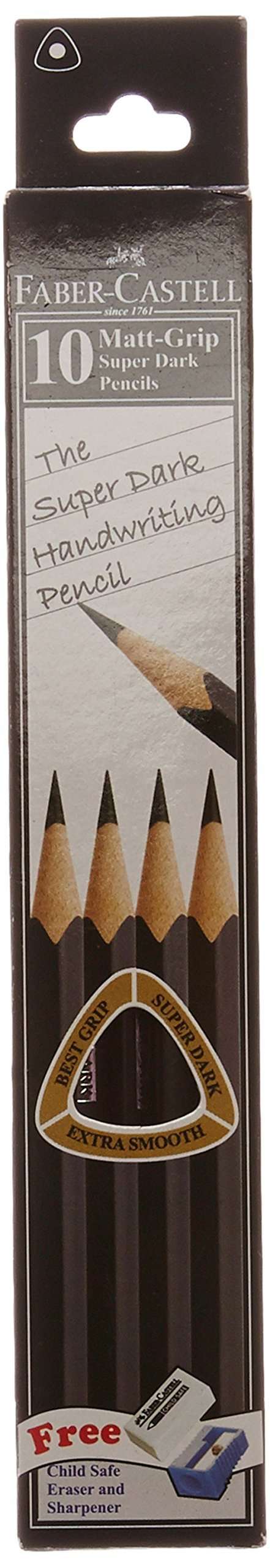 Faber Castell Matt-Grip Pencils With Free Eraser And Sharpener, Set Of 10, Pack Of 20 1