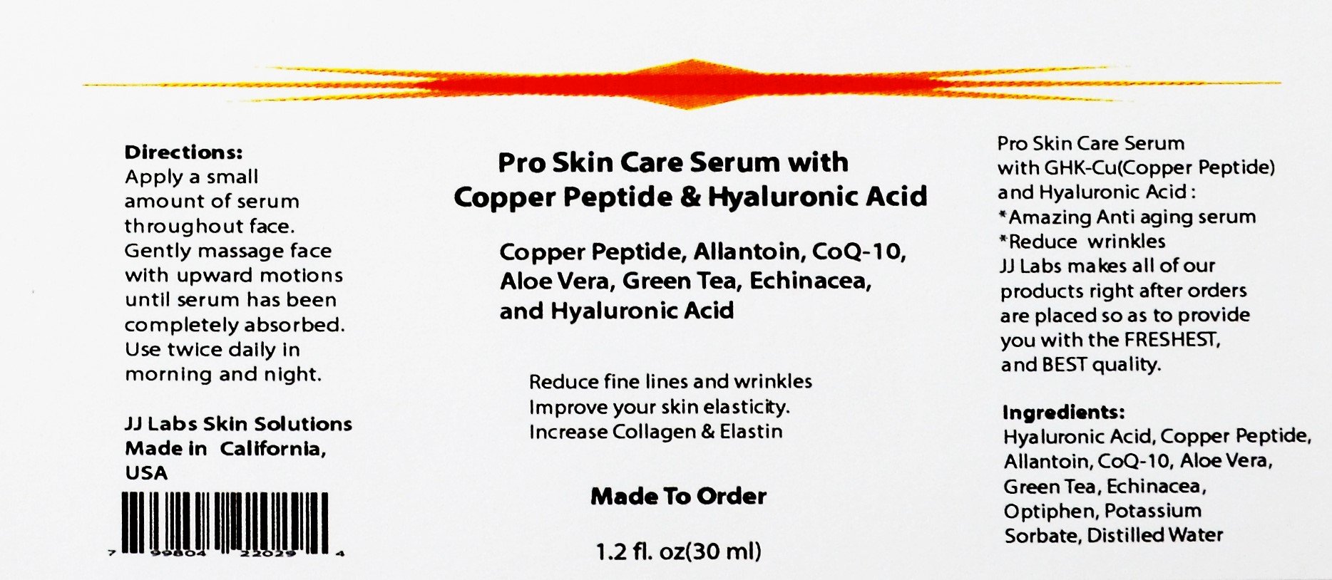 Copper Peptide (GHK-Cu) Pro Skin Care Serum with Hyaluronic Acid (1.2oz) 2