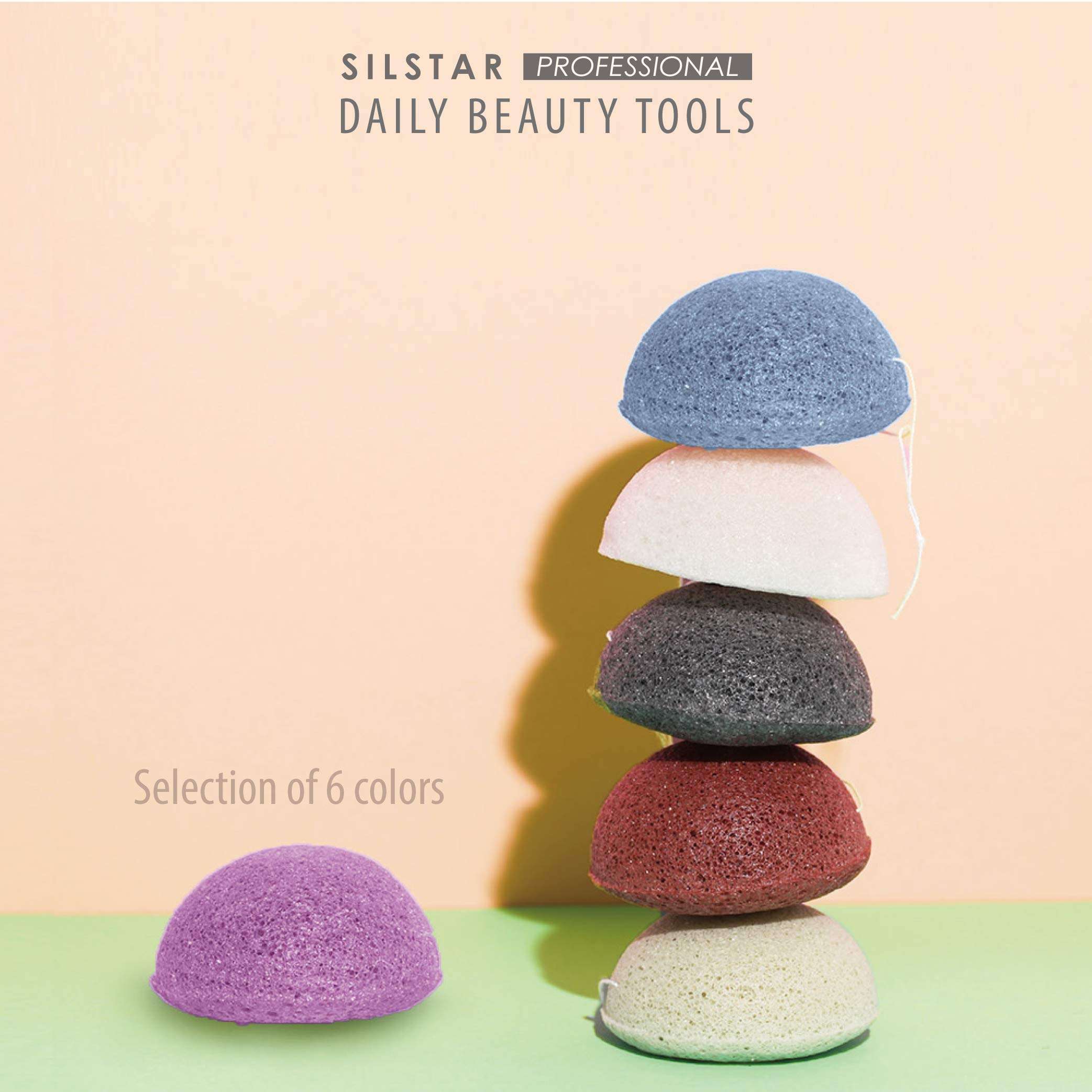 SILSTAR PROFESSIONAL KONJAC Sponge Facial Sponge Bath Sponge Amazing Cleansing for Dry OR Mature Skin - Chamomile Yellow 5