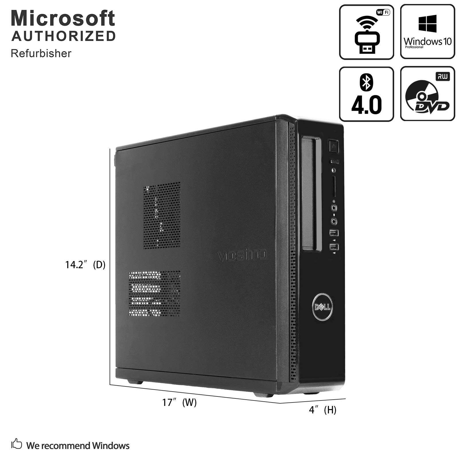 Dell Vostro 3800 Desktop Computer, Intel Quad Core i5-4570 up to 3.6GHz, 12G DDR3, 512G SSD, DVDRW, WiFi, Bluetooth, HDMI, VGA, Keyboard, Mouse, Win10 Pro 64 Supports English/French/Spanish(Renewed) 4
