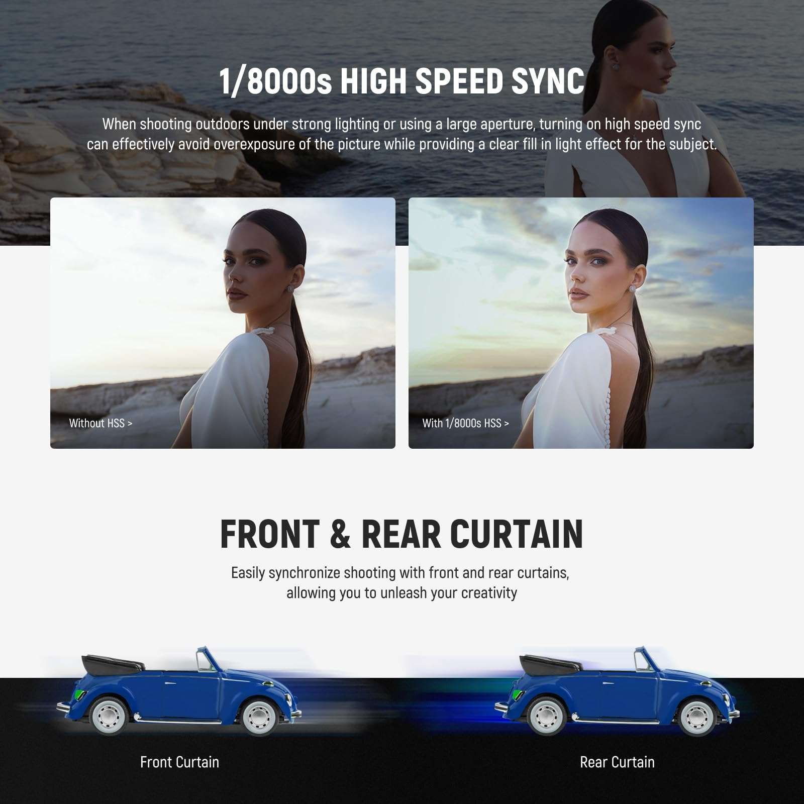 NEEWER Z880-S 2.4G 76Ws TTL Camera Flash Speedlite Compatible with Sony, Upgraded UI, Adjustable Modeling Lamp, TTL/M Quick Switch TCM Key, 1/8000s HSS 7.2V/3000mAh Battery 600 Full Power Flash 6