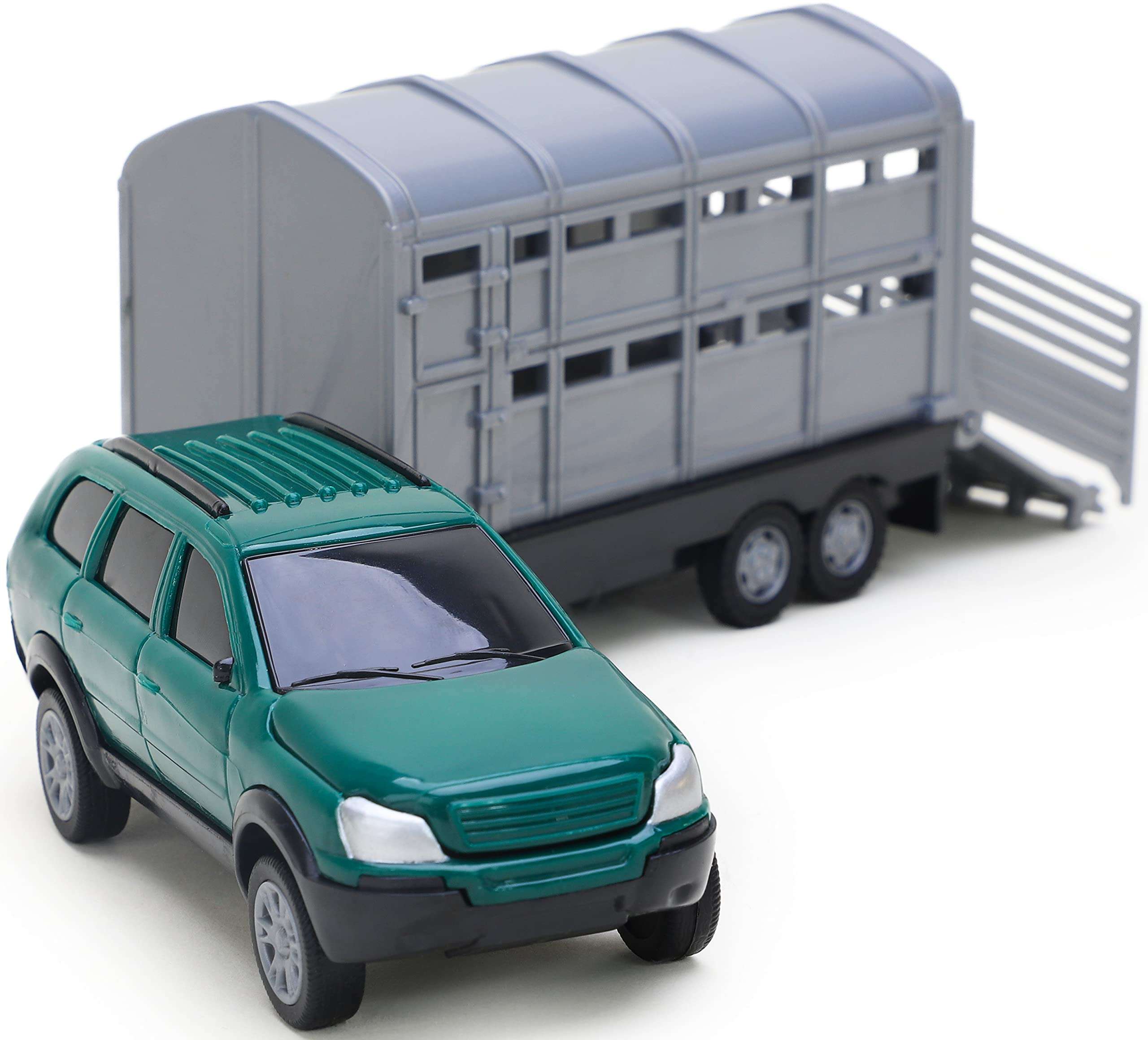 Banaghans Diecast Metal 4x4 Car and Livestock Trailer Set 1:32 Scale (Green) 4
