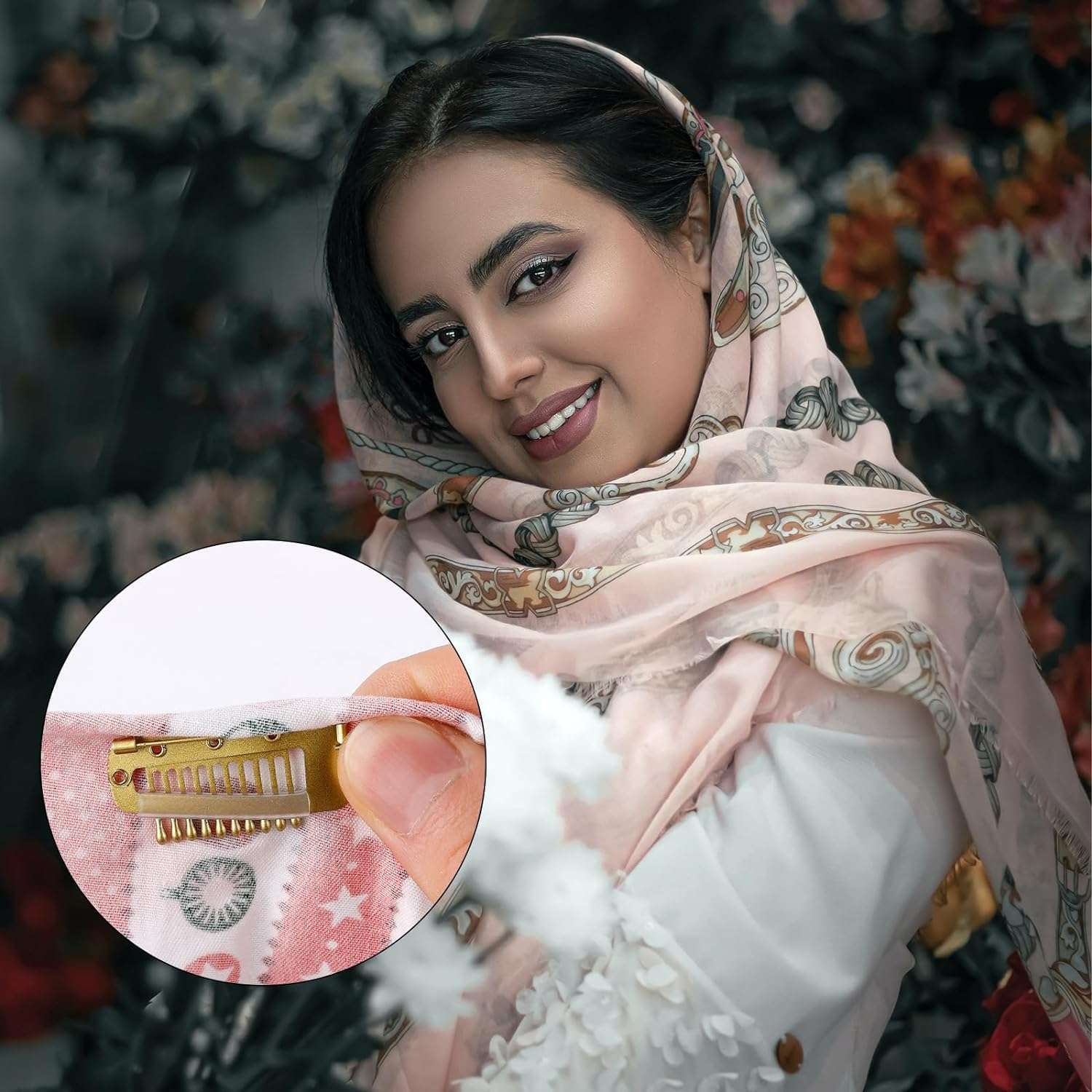 INHEAVEN 12pcs Wig Clip with Safety Pins, 10-Teeth Hair Extension Snap Clips Invisible Strong Wig Combs to Secure Wig No Sew Chunni Grip Dupatta Clips (GOLDEN, 12) 5