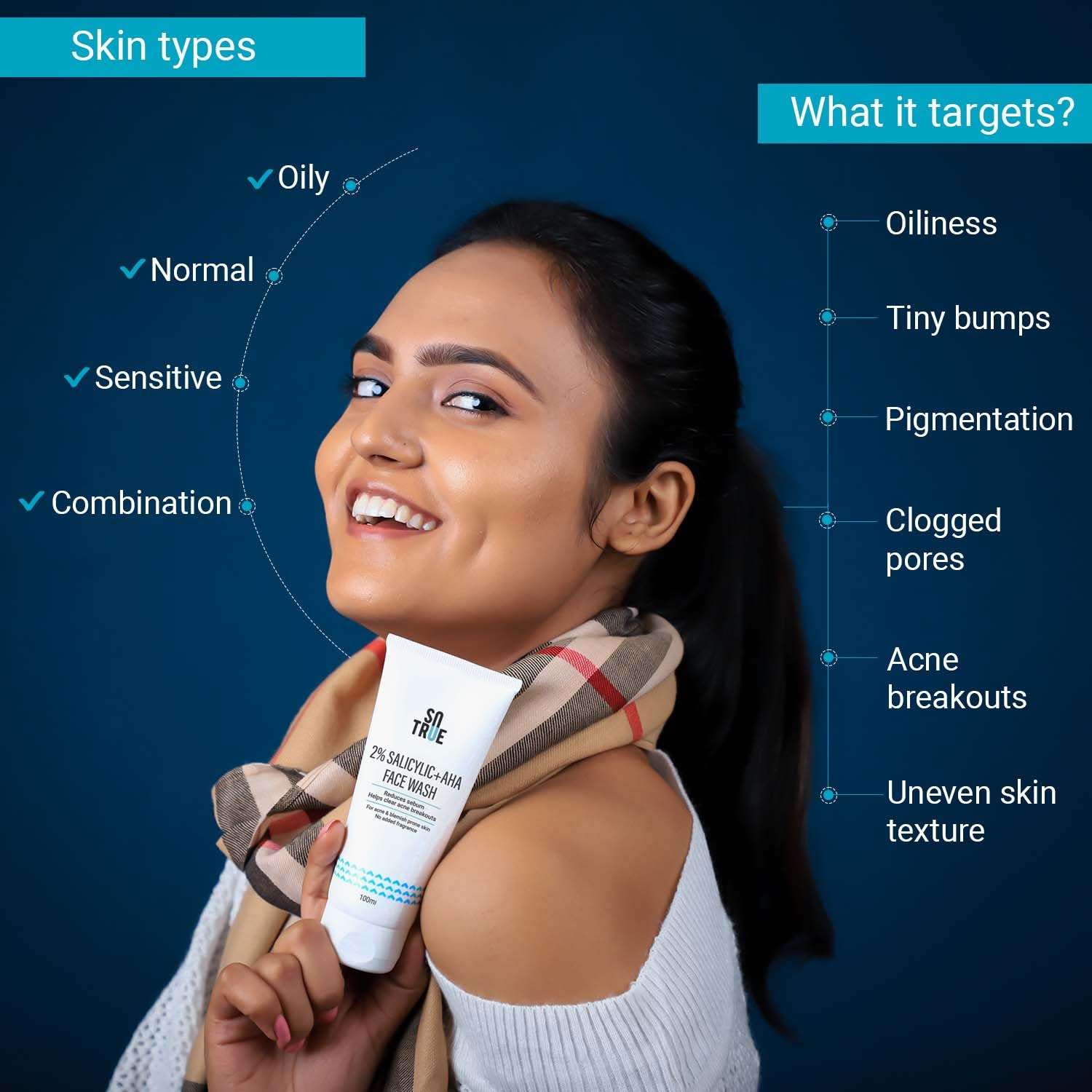 Sotrue 2% Salicylic Acid Face Wash + AHA For Acne and Pimple, 100ml | For Clean, Clear and Glowing Skin | Reduces Acne, Excess Oil, Pimples | All Skin Types 4