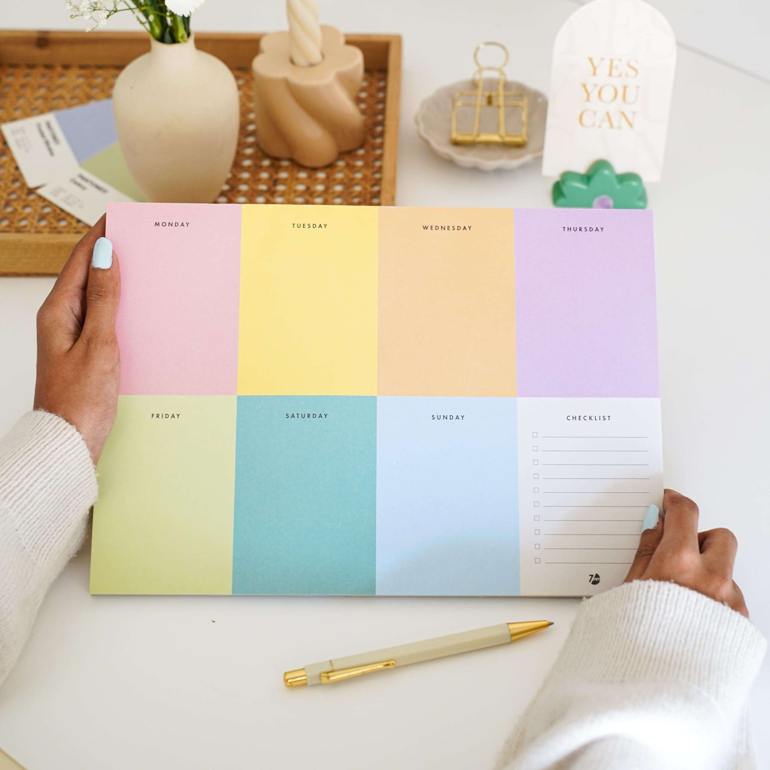 7mm Between the Lines Colourblock Weekly Desk Pad, 60 Tear Off Sheets Each, Printed Hardbound Notepad, 21 x 29.5 cms, Multicolor 4