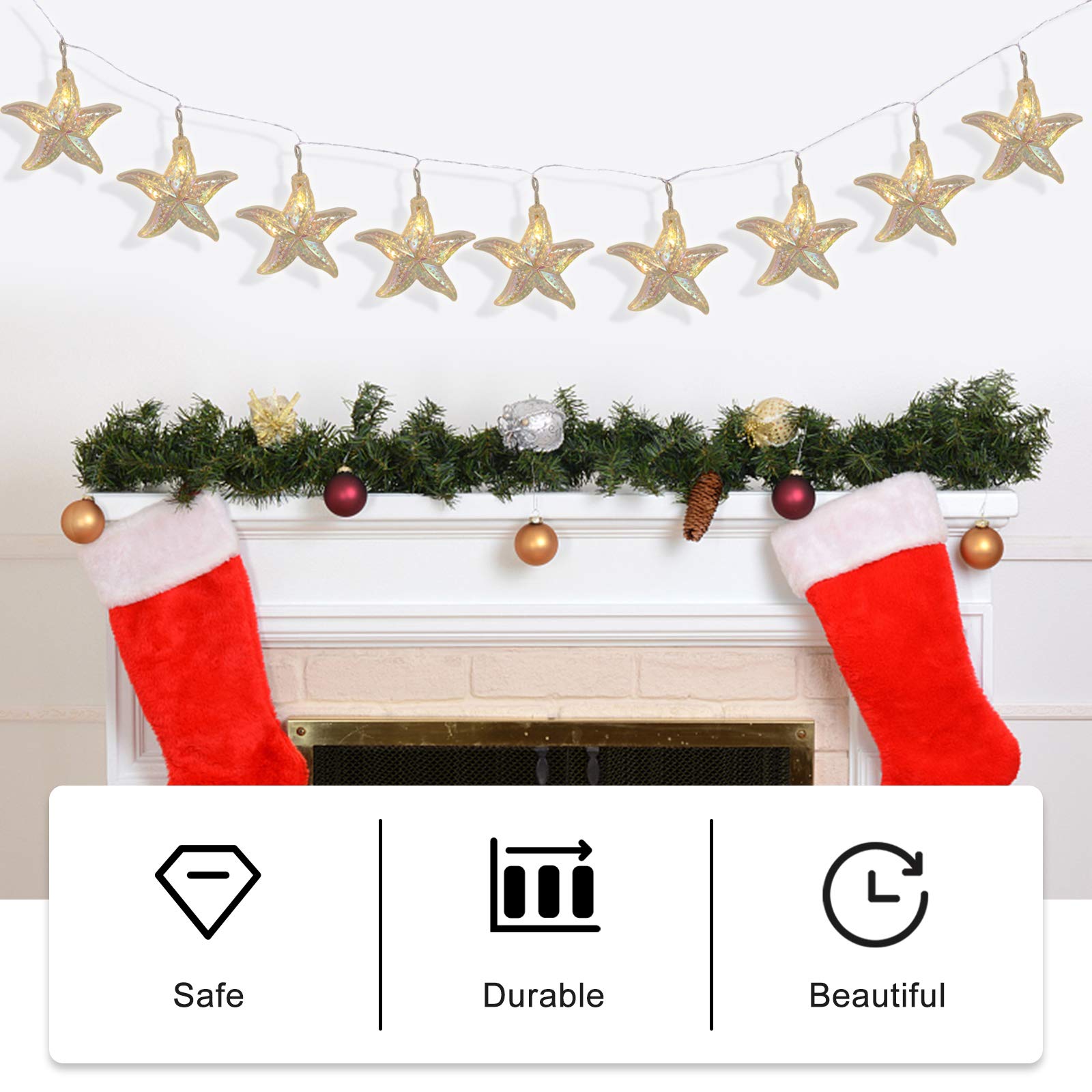 OSALADI 1 Set Sea Star Shape String Light LED Hanging Lamp Decor Without Battery 5