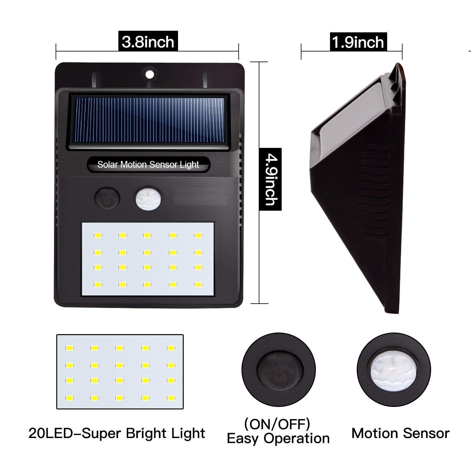 Exxelo Solar Power LED Light Outdoor Motion Activated Sensor for Home Garden, Balcony, Main Door 4